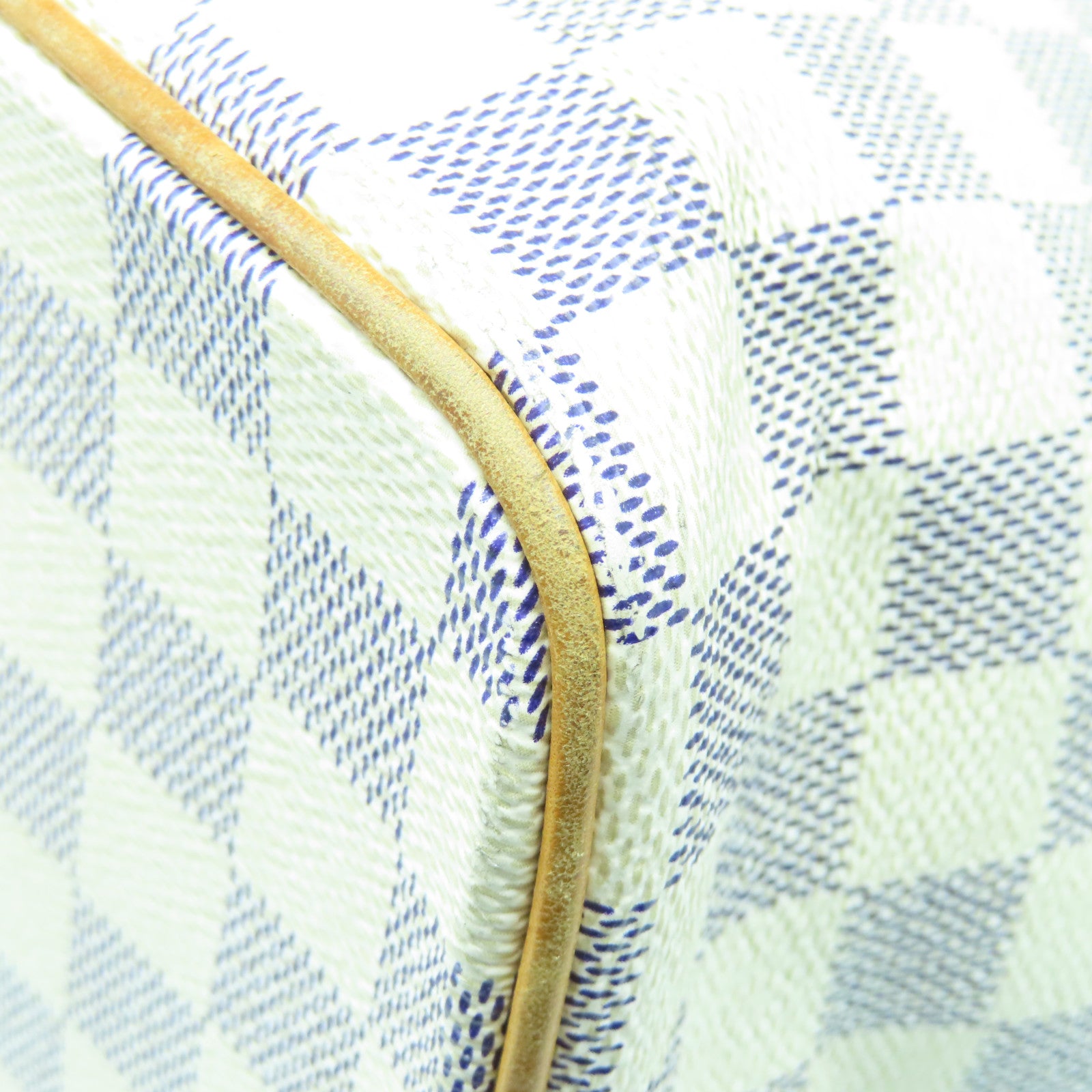 LOUIS VUITTON Damier Azur Saleya MM金扣手挽袋米色