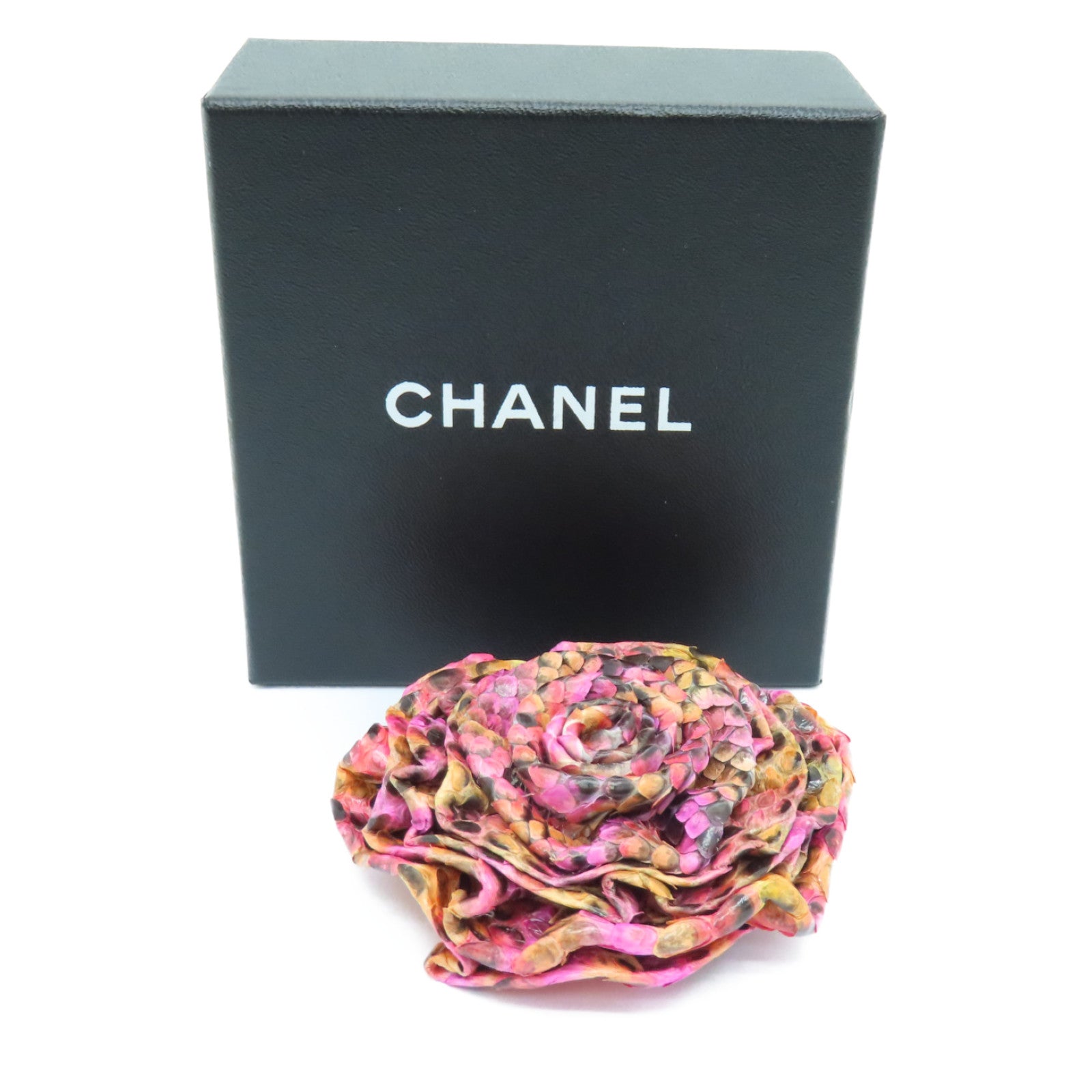CHANEL Leather Brooch Gold Buckle Brooch Pink/Color