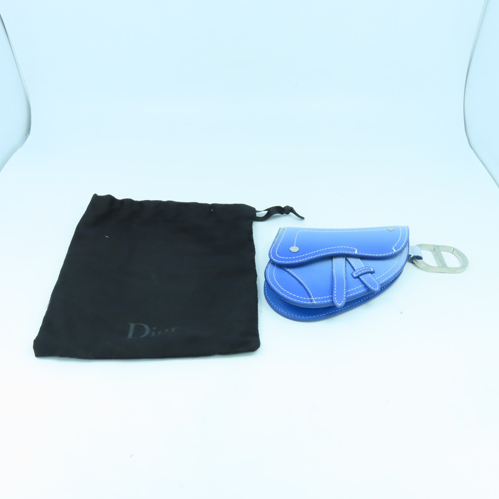 Dior 牛皮皮革Pouch銀扣手提包藍色