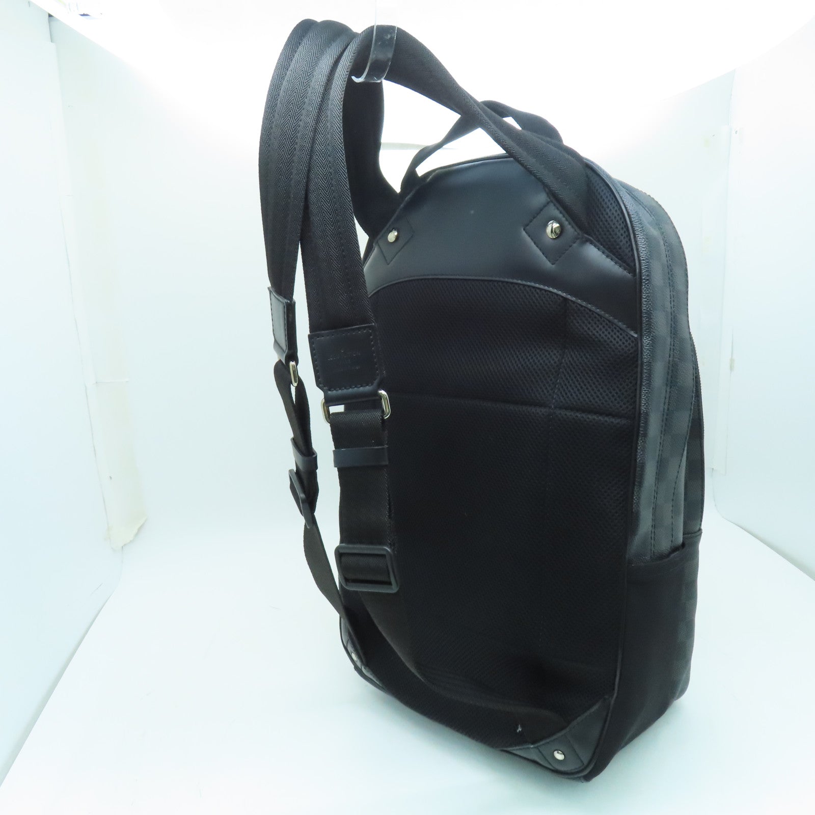 LOUIS VUITTON Damier Michael Backpack銀扣背包黑色