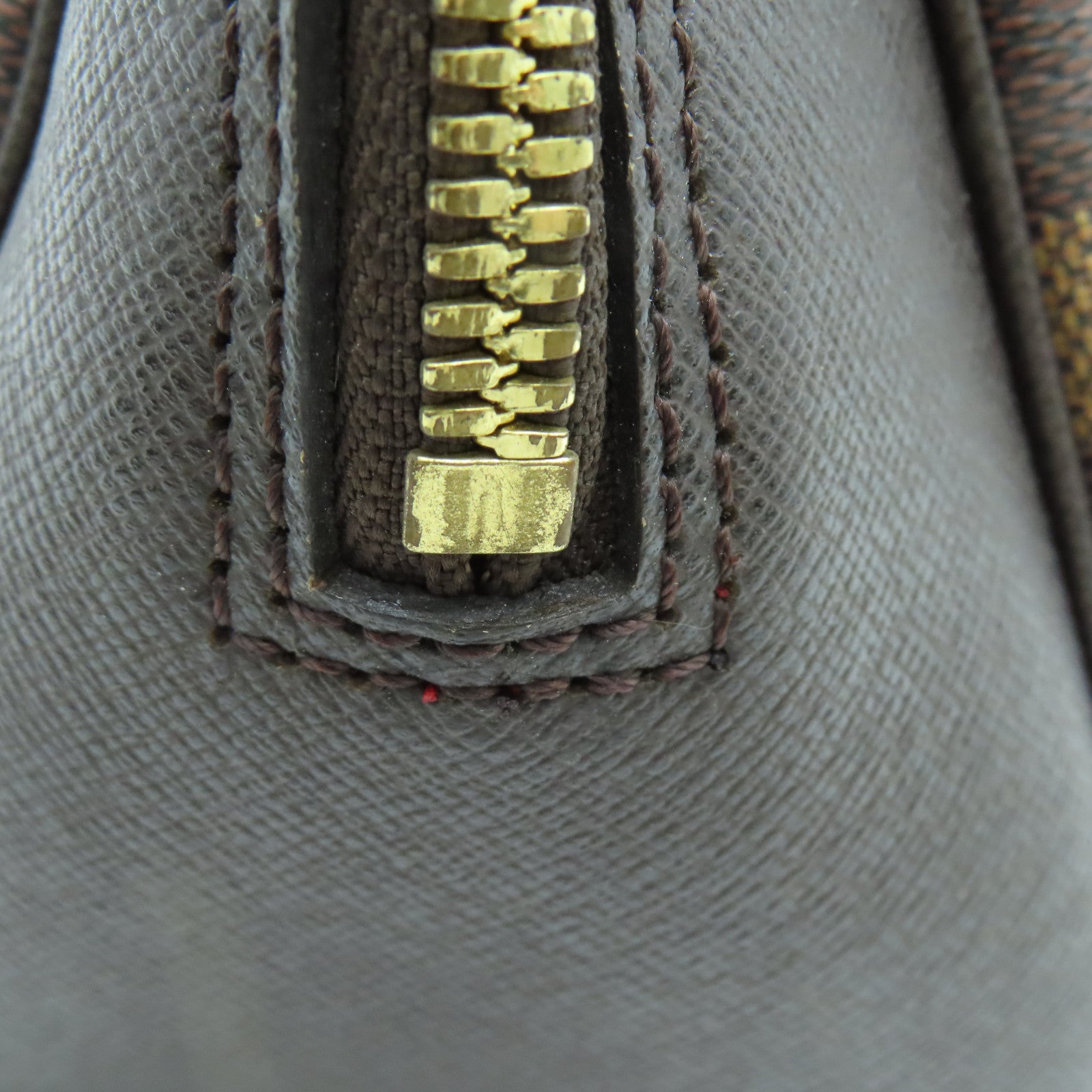 LOUIS VUITTON Damier皮革Brera金扣手挽袋啡色