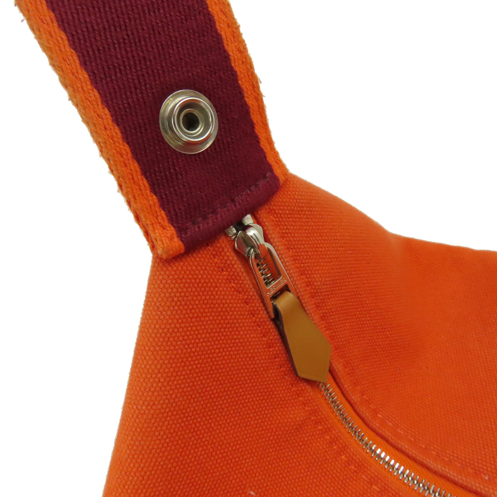 HERMES 【激減優惠】帆布Bride-a-Brac Hand Bag銀扣手挽袋橙色