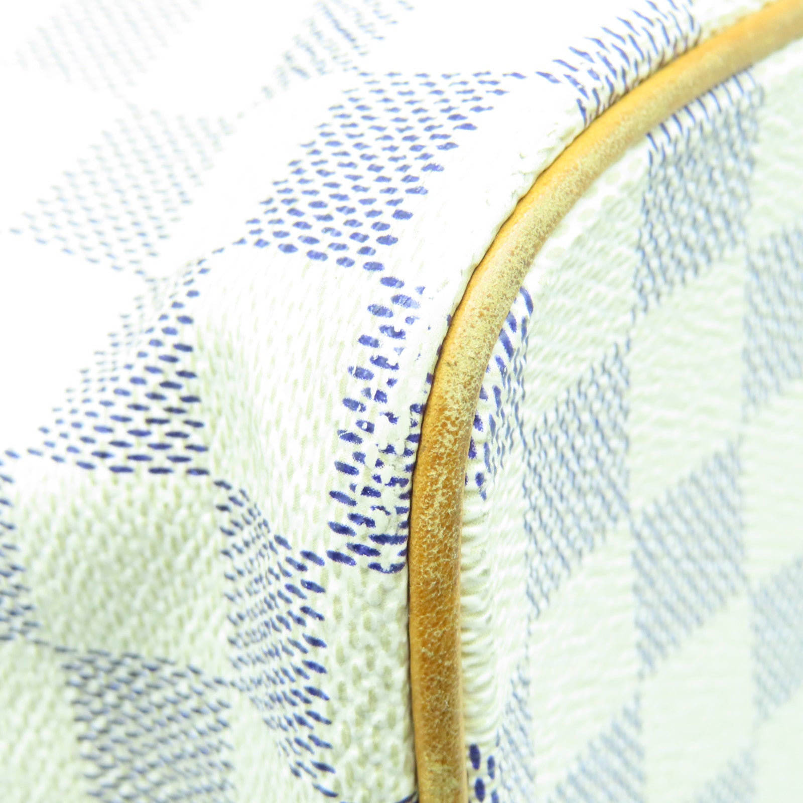 LOUIS VUITTON Damier Azur Saleya MM金扣手挽袋米色