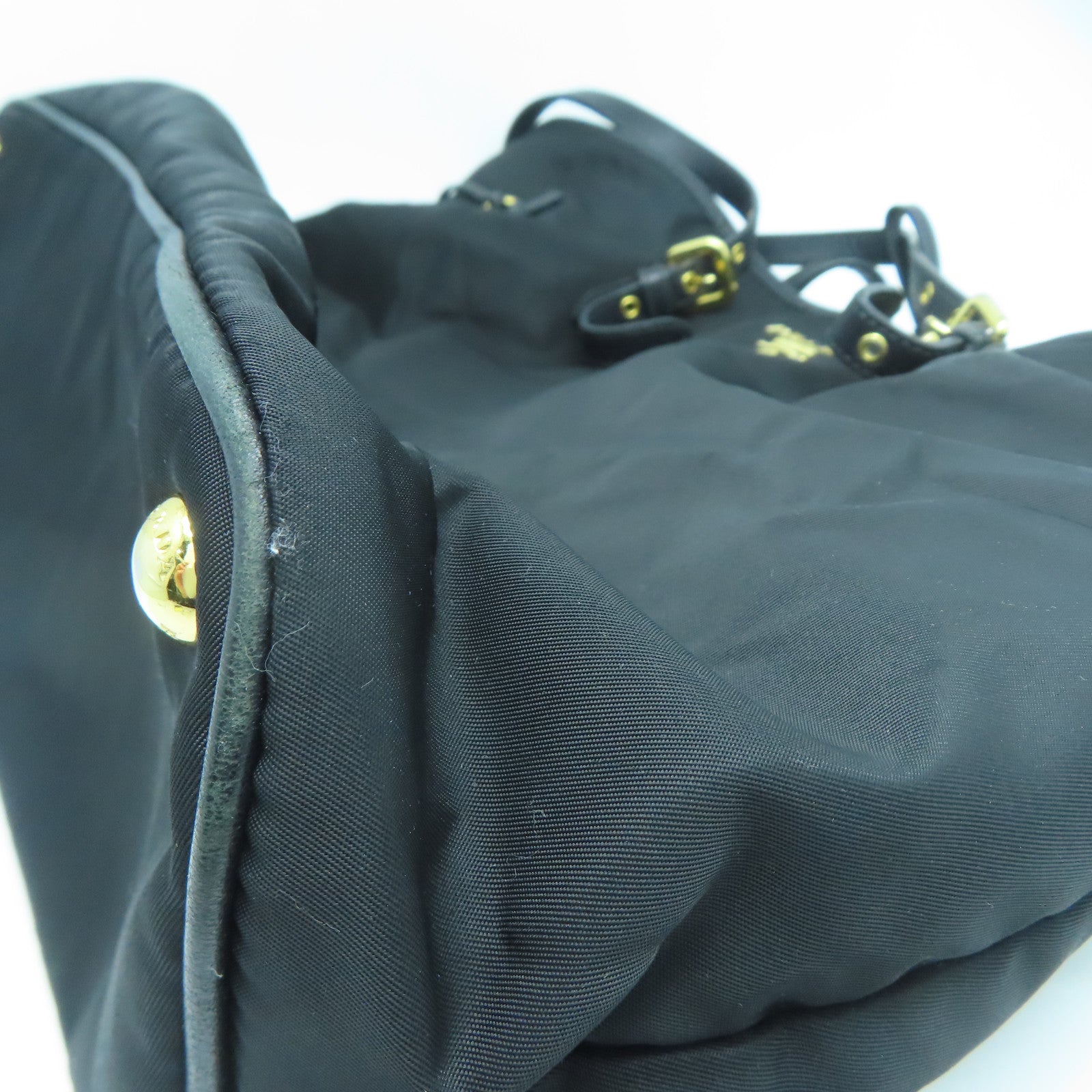 PRADA 尼龙Tote Bag金扣手挽肩背两用袋黑色