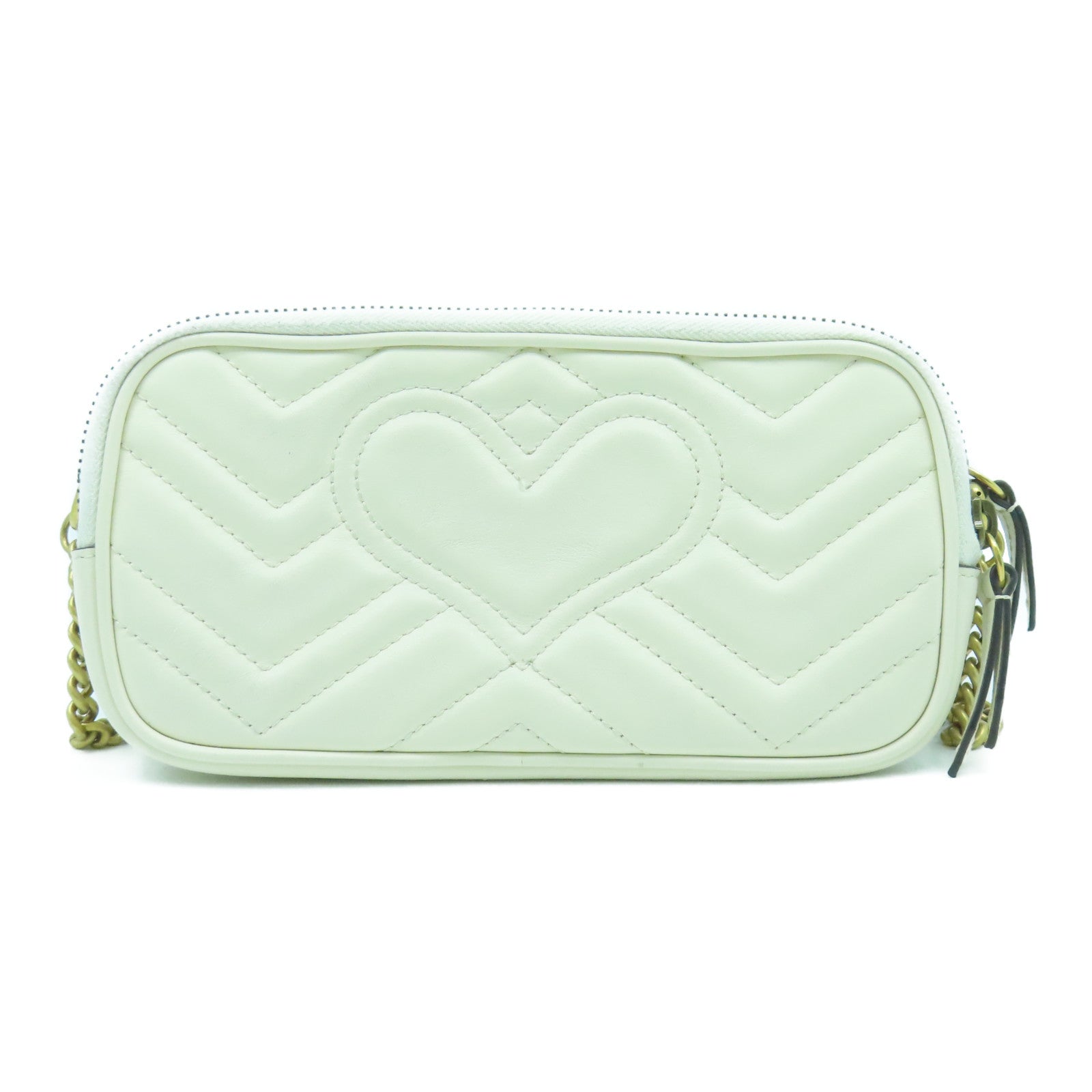 GUCCI 牛皮皮革Shoulder Bag金扣鏈帶肩背袋白色