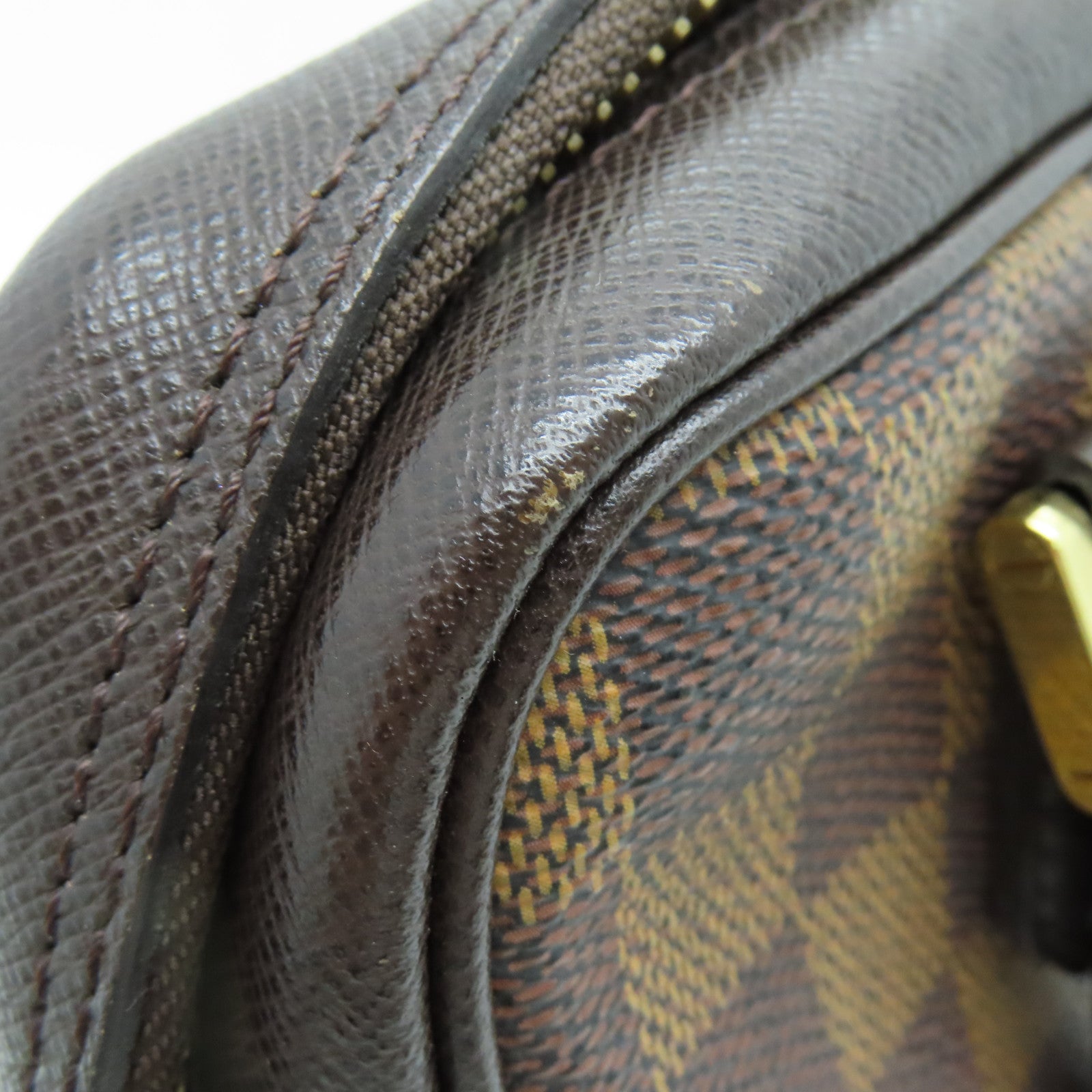 LOUIS VUITTON Damier皮革Brera金扣手挽袋啡色