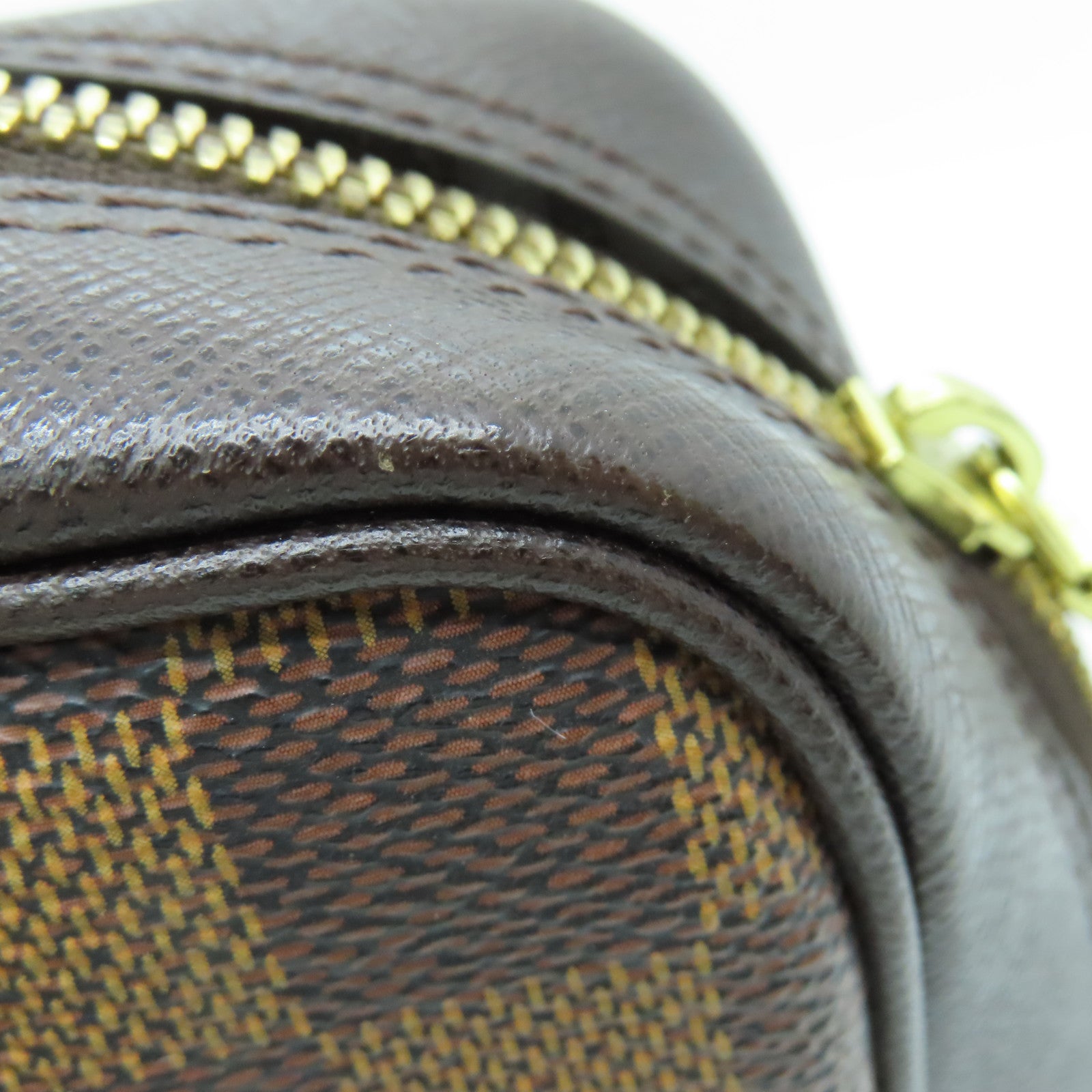 LOUIS VUITTON Damier皮革Brera金扣手挽袋啡色