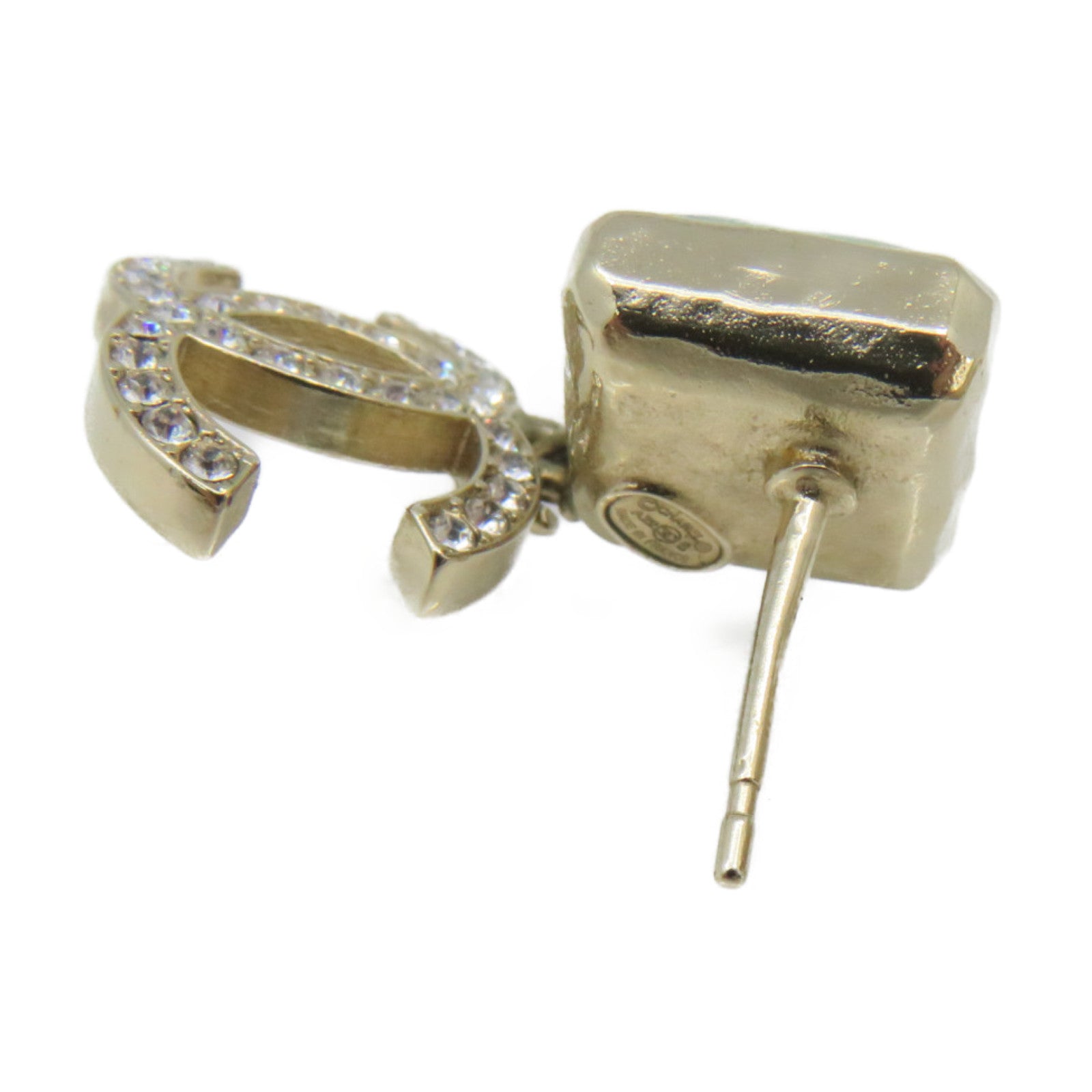CHANEL Metal CC Earrings Light Blue/Gold