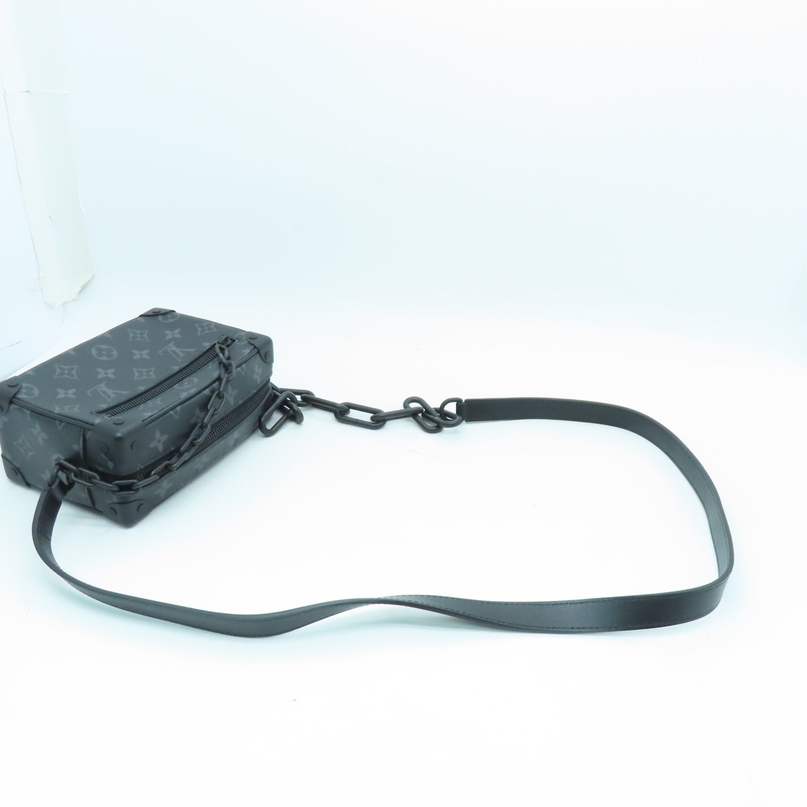 LOUIS VUITTON Monogram Eclipse Mini Soft Trunk Black Buckle Shoulder Bag Black