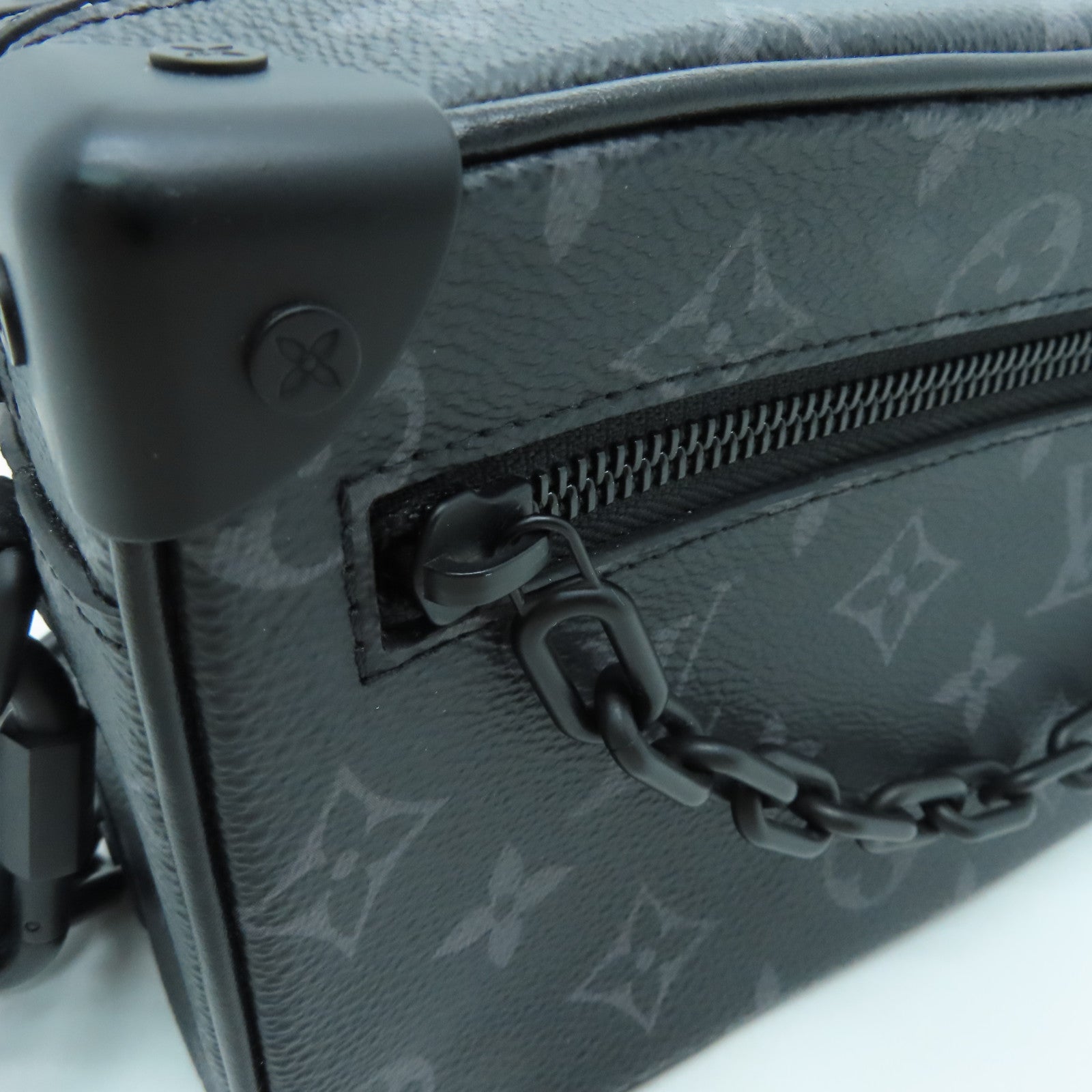 LOUIS VUITTON Monogram Eclipse Mini Soft Trunk Black Buckle Shoulder Bag Black