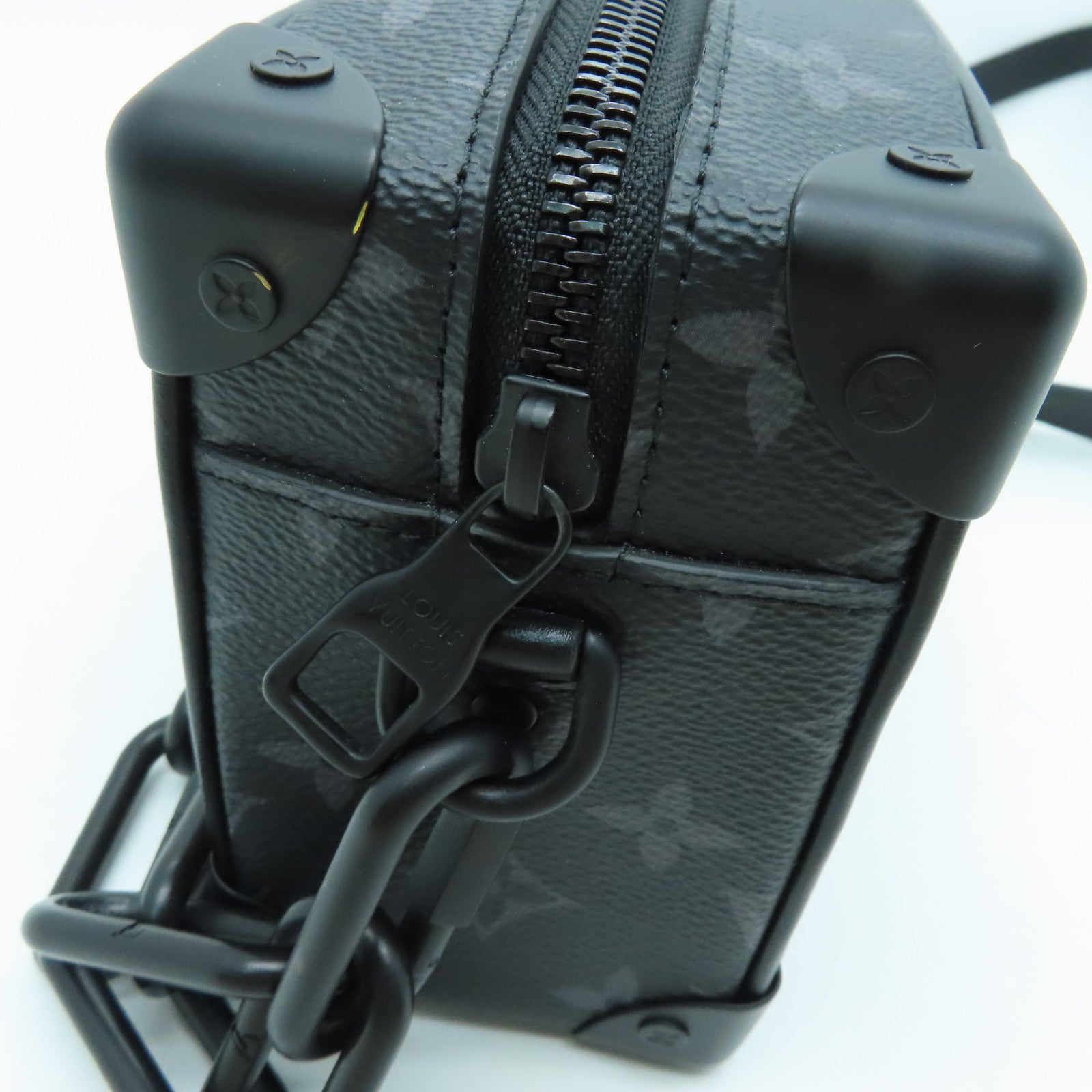 LOUIS VUITTON Monogram Eclipse Mini Soft Trunk Black Buckle Shoulder Bag Black