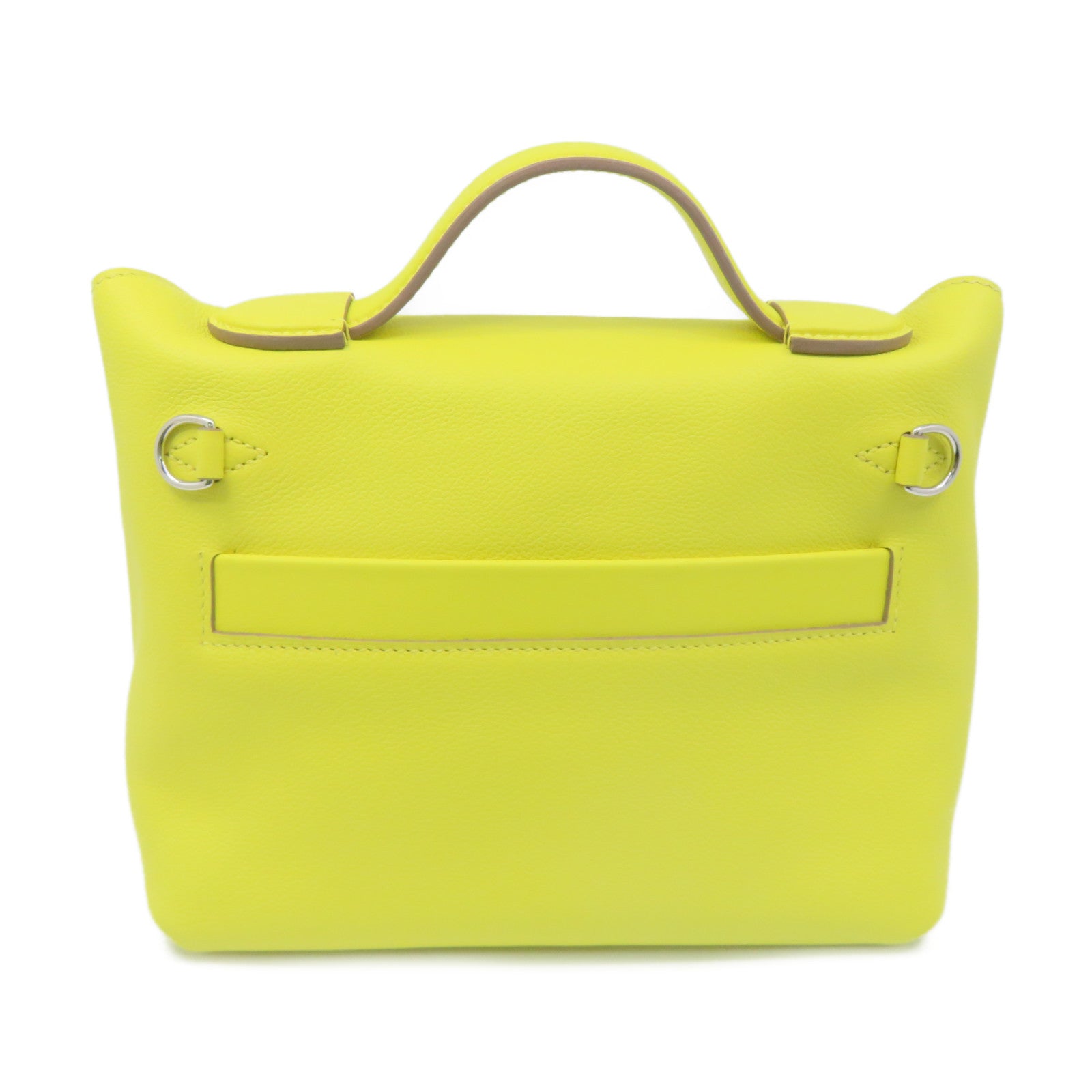HERMES [Sharp Discount] Evercolor Leather Mini 24/24 2Way Shoulder Bag Silver Buckle Handle Shoulder Bag Lime Yellow