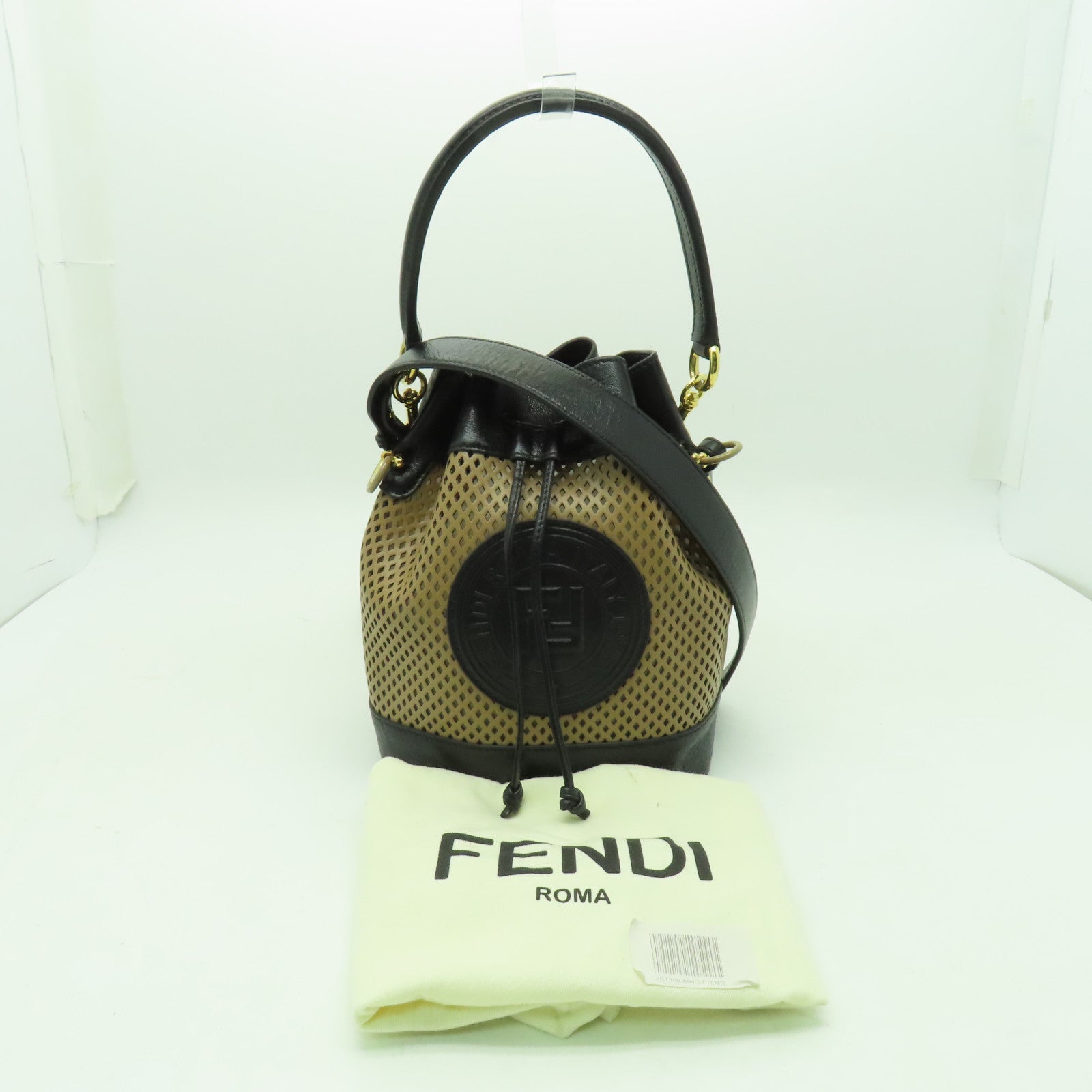 FENDI 牛皮皮革Mon Tresor金扣手挽肩背兩用袋棕色