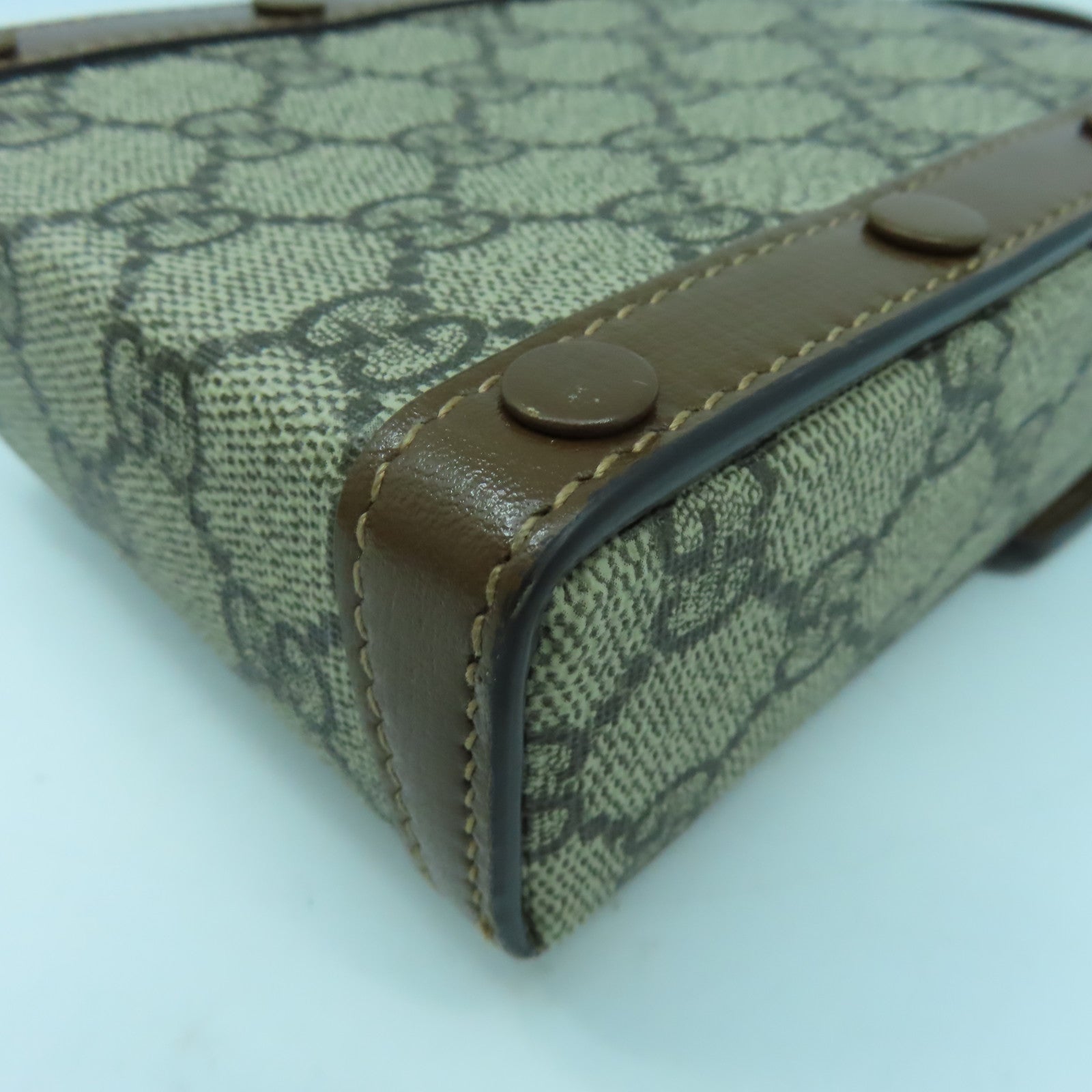 GUCCI 塗層帆布Mini Horsebit 1955金扣肩背袋啡色