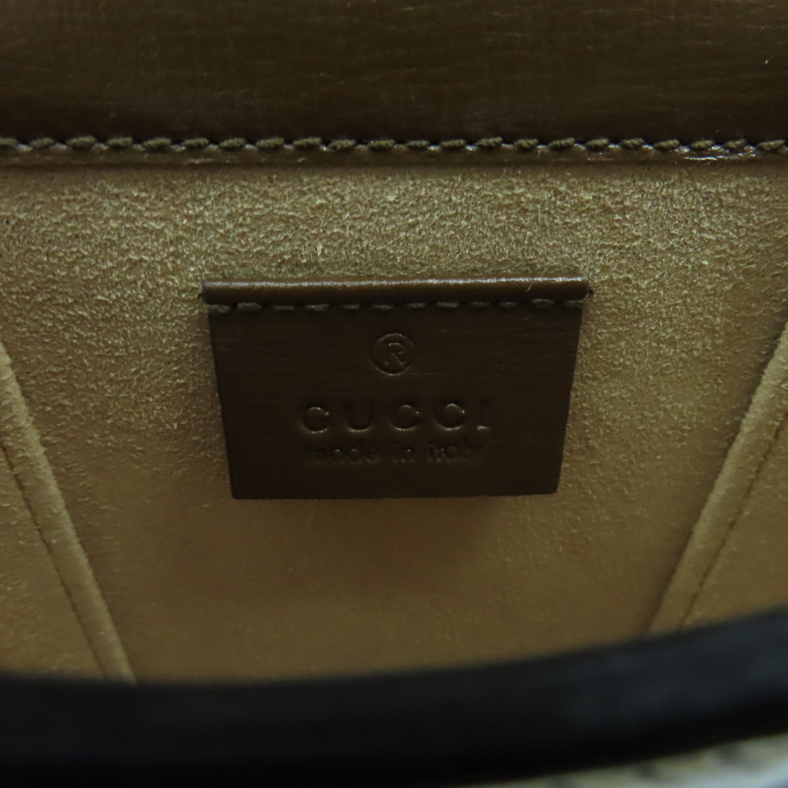 GUCCI 塗層帆布Mini Horsebit 1955金扣肩背袋啡色