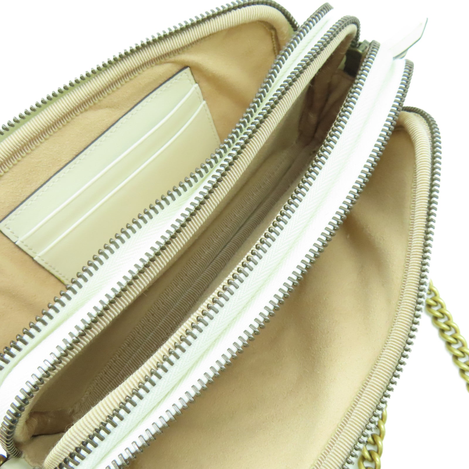 GUCCI 牛皮皮革Shoulder Bag金扣鏈帶肩背袋白色