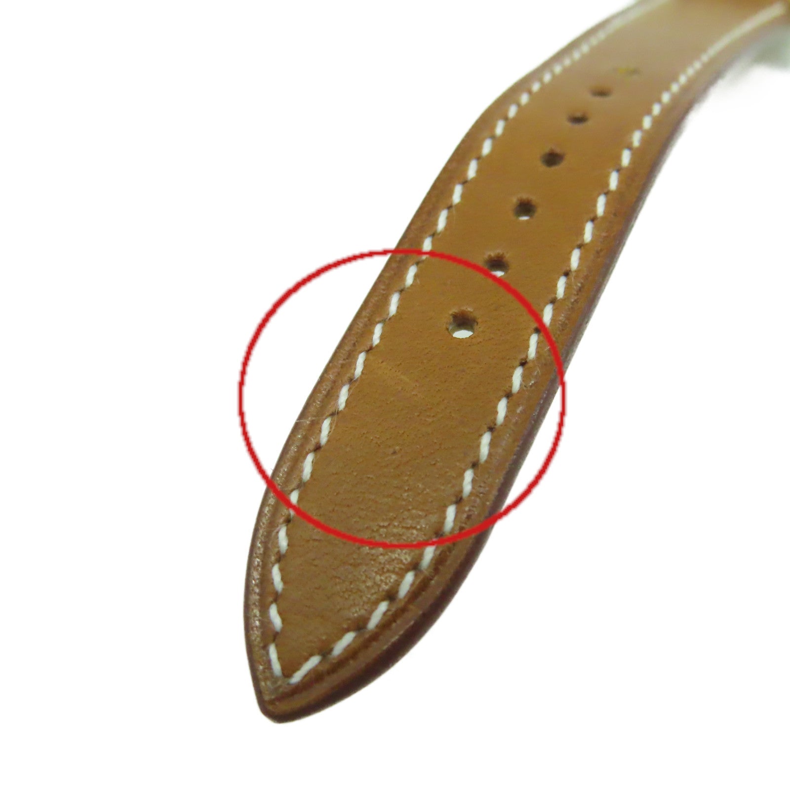 HERMES Heure H Watch 18K黃金/不鏽鋼/皮革帶石英機芯手錶白色/啡色