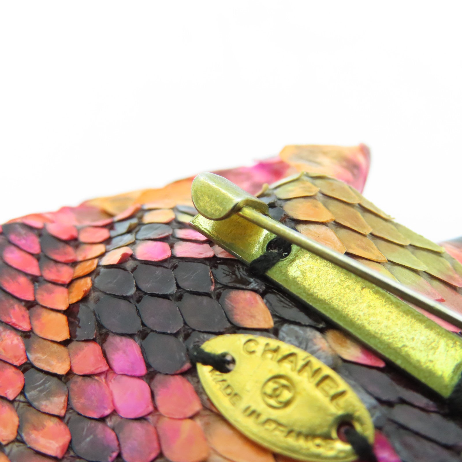 CHANEL Leather Brooch Gold Buckle Brooch Pink/Color
