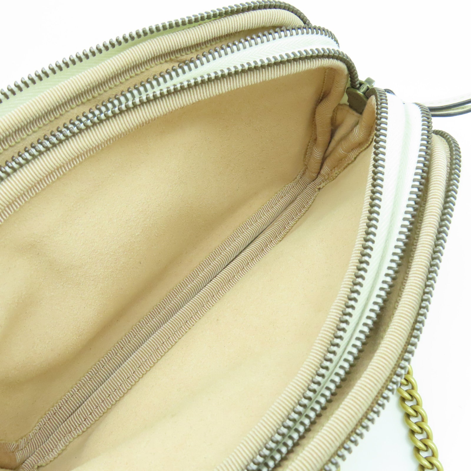 GUCCI 牛皮皮革Shoulder Bag金扣鏈帶肩背袋白色