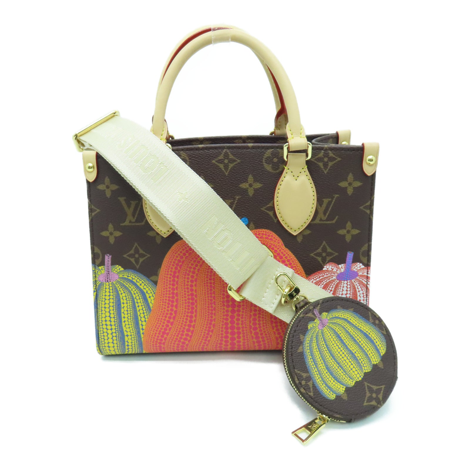 LOUIS VUITTON Monogram LV X YK OnTheGo PM金扣手挽肩背兩用袋啡色/橙色/藍色