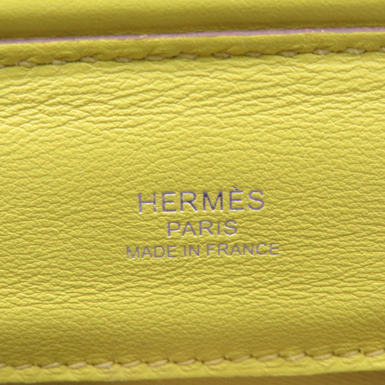 HERMES [Sharp Discount] Evercolor Leather Mini 24/24 2Way Shoulder Bag Silver Buckle Handle Shoulder Bag Lime Yellow