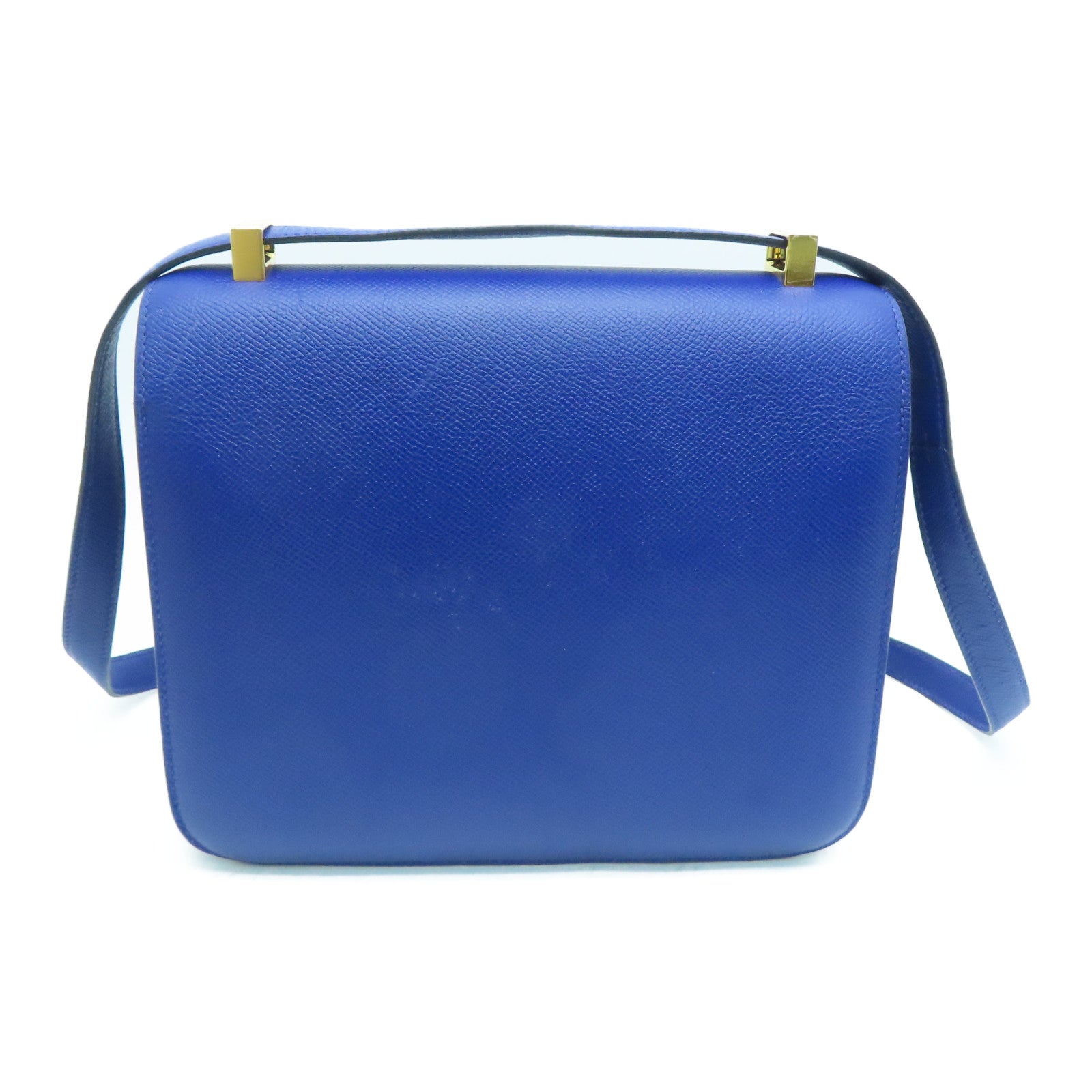 HERMES 【激減優惠】Epsom皮革Constance 24金扣肩背袋Bleu Electrique/藍色