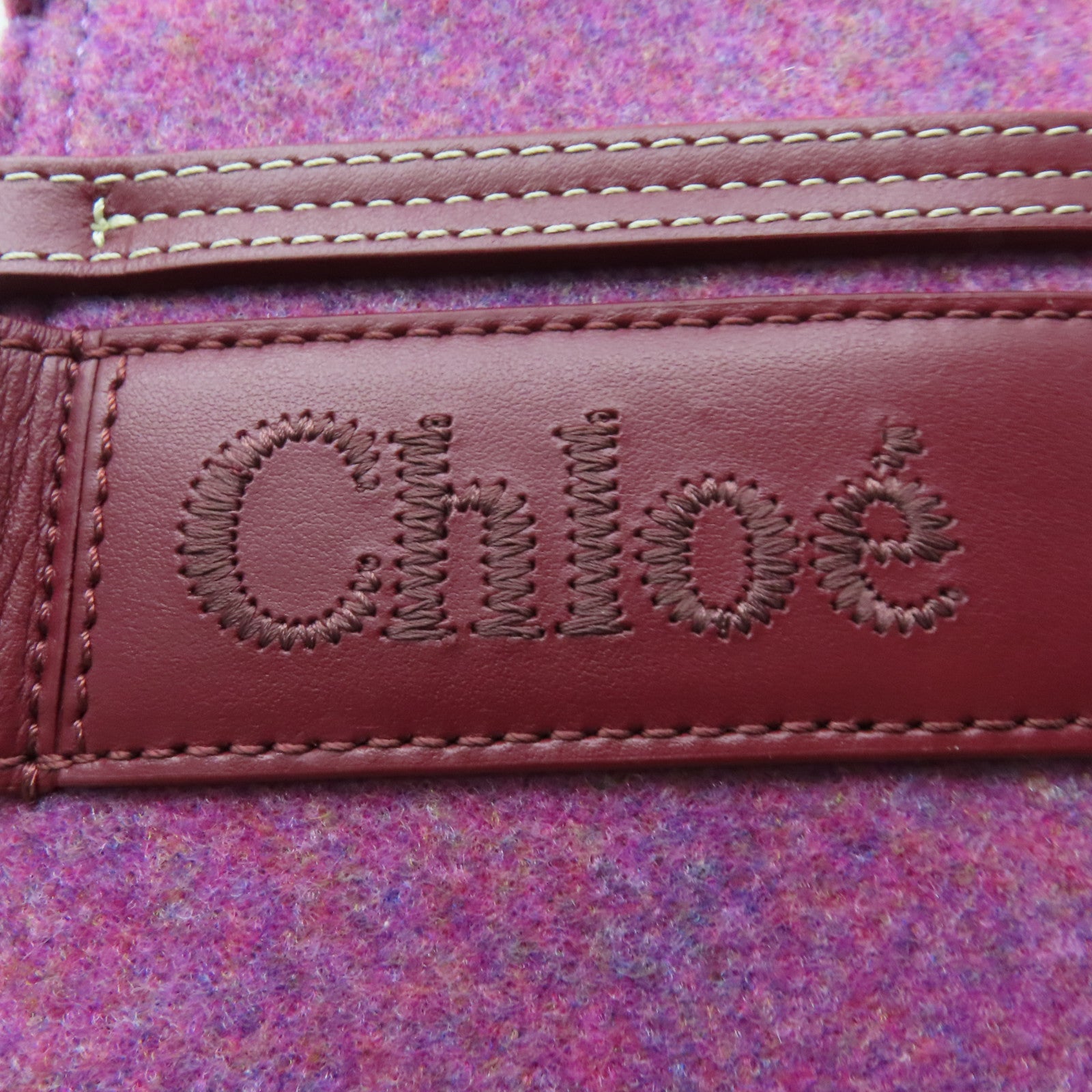 Chloe 粗花呢2 Way Shoulder手挽肩背两用袋紫色／红色