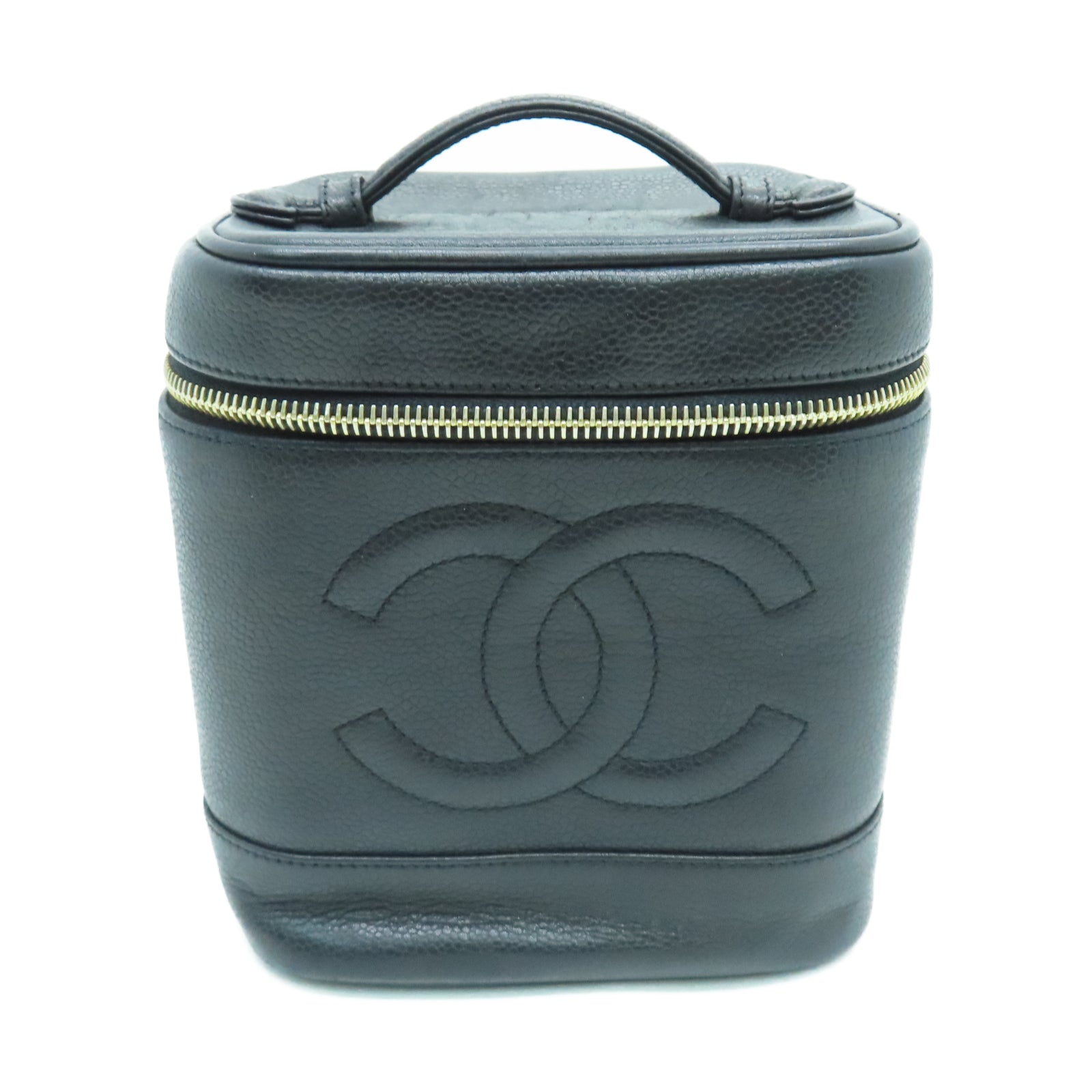 CHANEL 【激減優惠】菱格Caviar皮革Cosmetic Bag金扣手挽袋黑色