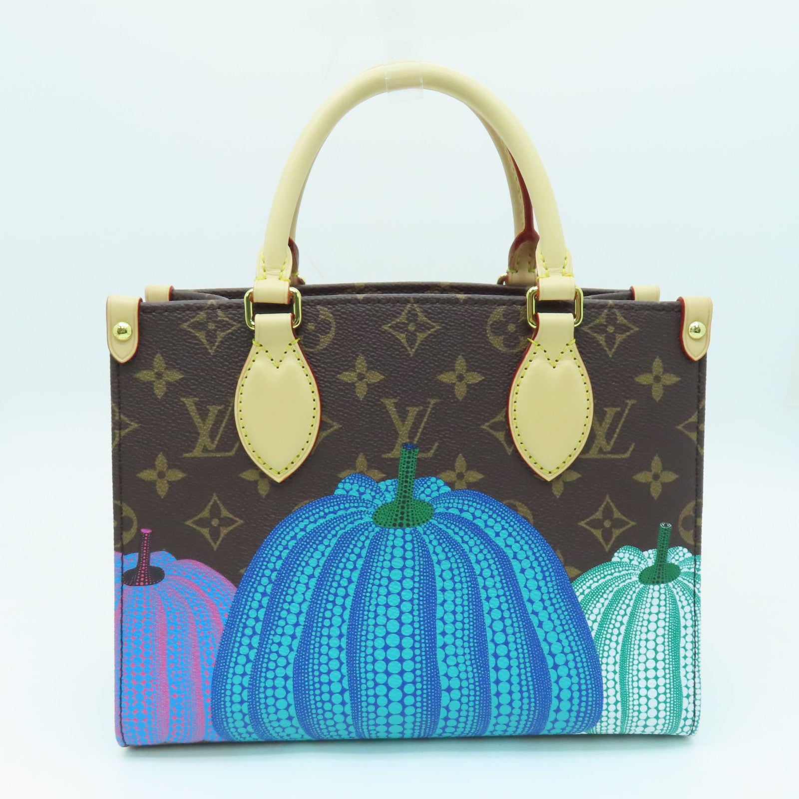 LOUIS VUITTON Monogram LV X YK OnTheGo PM金扣手挽肩背兩用袋啡色/橙色/藍色