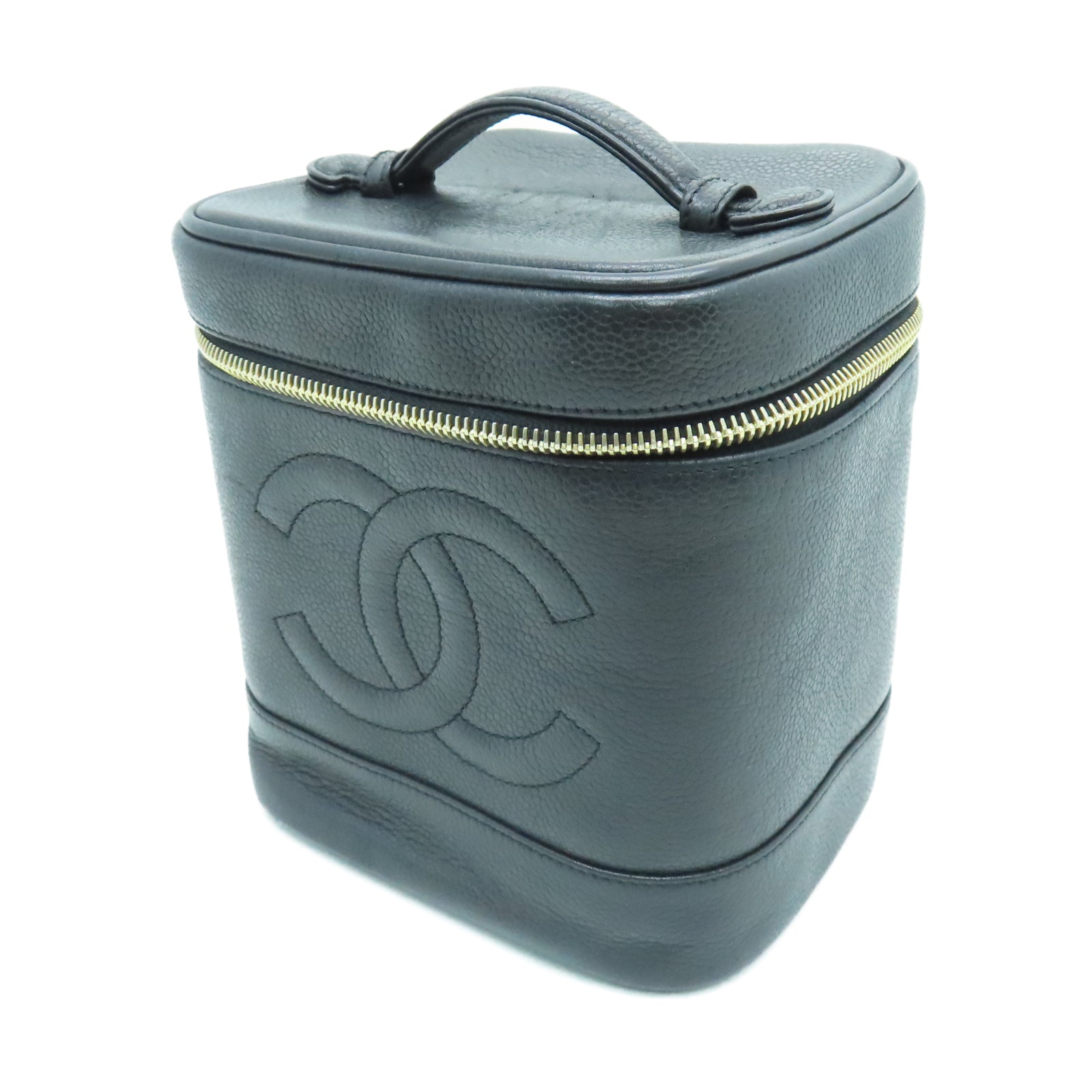 CHANEL 【激減優惠】菱格Caviar皮革Cosmetic Bag金扣手挽袋黑色