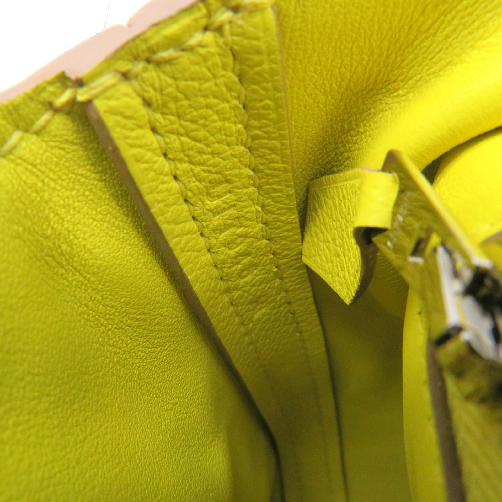 HERMES [Sharp Discount] Evercolor Leather Mini 24/24 2Way Shoulder Bag Silver Buckle Handle Shoulder Bag Lime Yellow