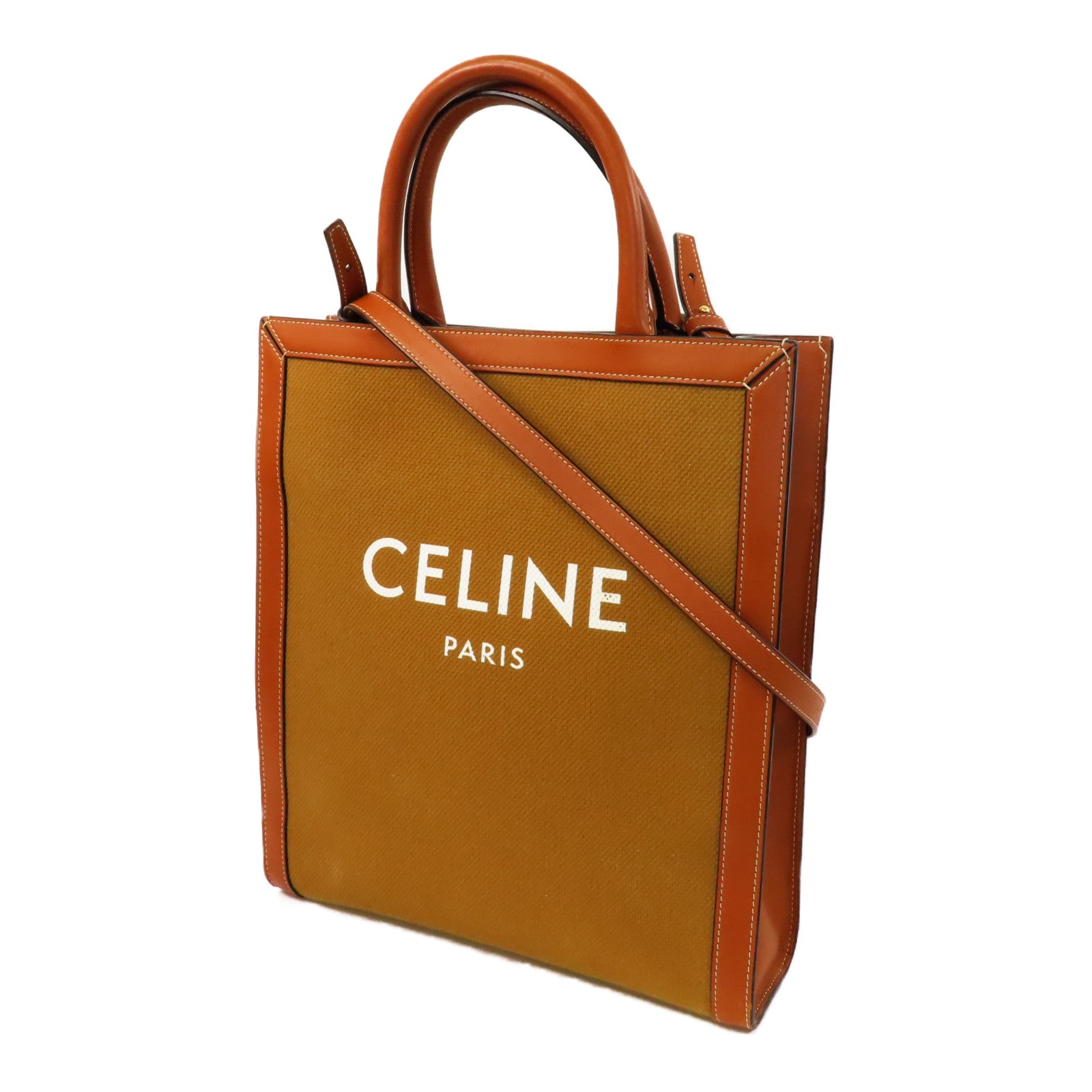 CELINE 牛皮皮革Tote Bag金扣手挽肩背兩用袋啡色