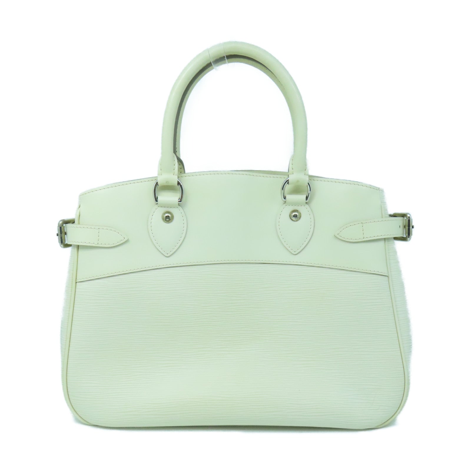 LOUIS VUITTON Epi Passy GM silver buckle handle bag white