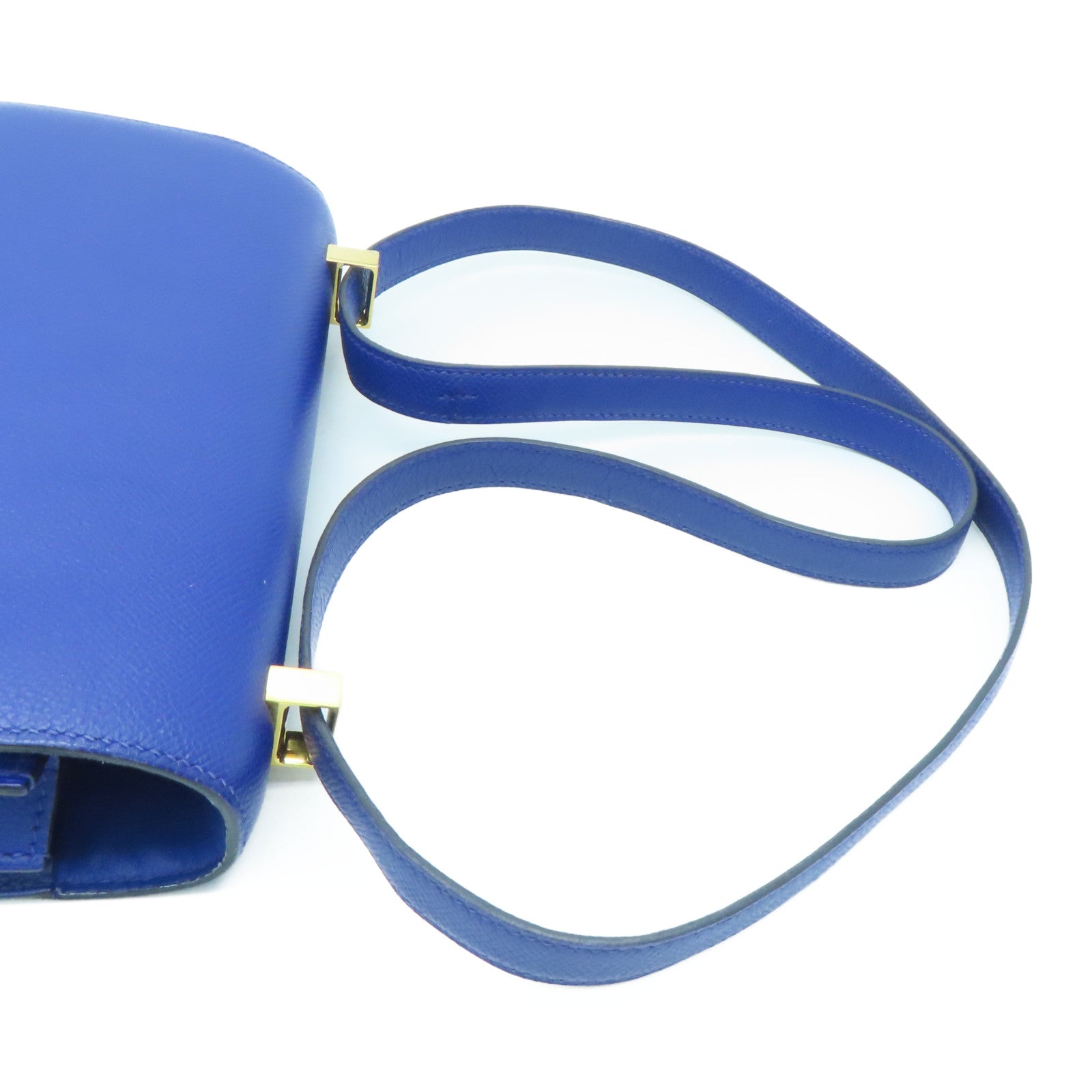 HERMES 【激減優惠】Epsom皮革Constance 24金扣肩背袋Bleu Electrique/藍色