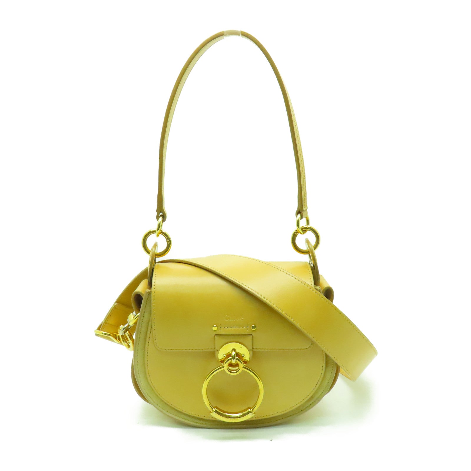 Chloe 牛皮皮革Shoulder Bag金扣/銀扣手挽肩背兩用袋啡色