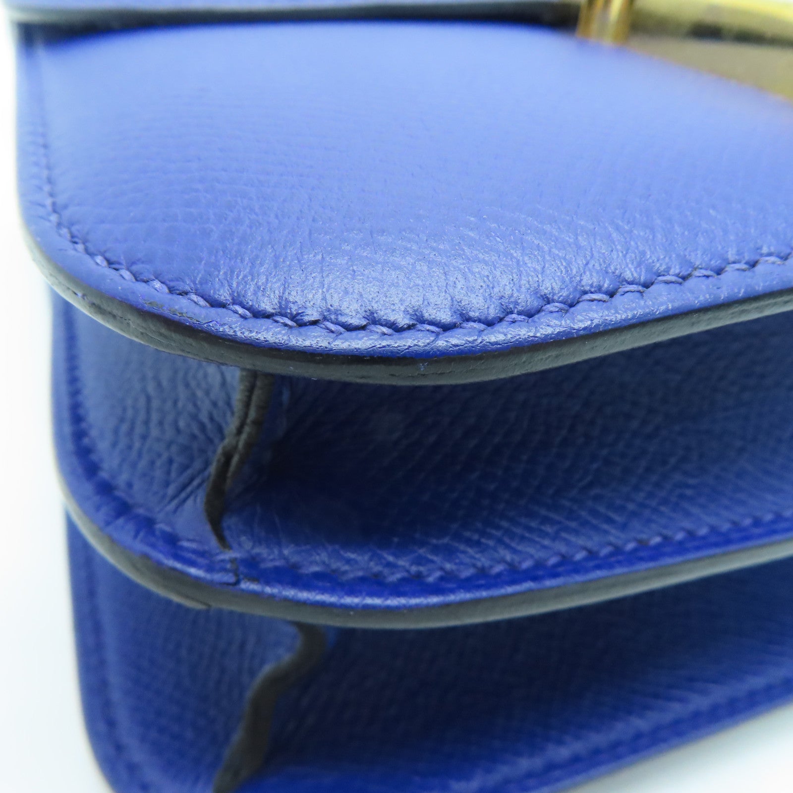HERMES 【激減優惠】Epsom皮革Constance 24金扣肩背袋Bleu Electrique/藍色