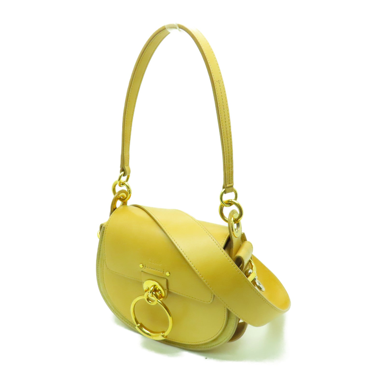 Chloe 牛皮皮革Shoulder Bag金扣/銀扣手挽肩背兩用袋啡色