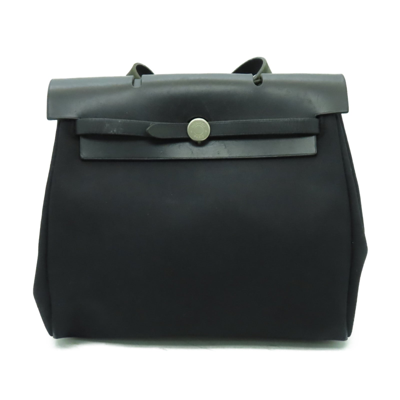 HERMES 帆布Herbag Backpack銀扣背包Noir黒色