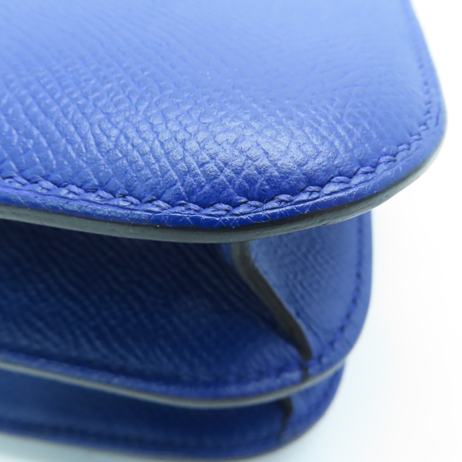 HERMES 【激減優惠】Epsom皮革Constance 24金扣肩背袋Bleu Electrique/藍色