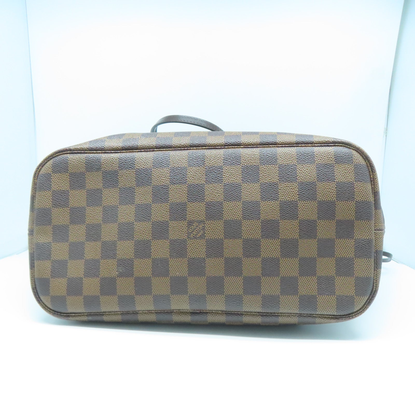 LOUIS VUITTON Damier Neverfull MM金扣手挽袋棕色