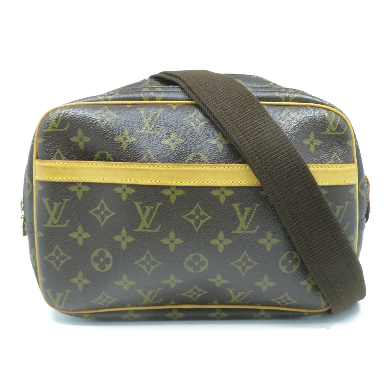 LOUIS VUITTON Monogram Reporter PM金扣肩背袋啡色