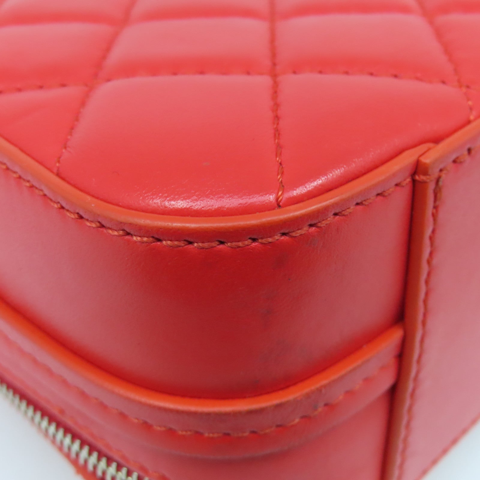 CHANEL 菱格Chain Shoulder Bag銀扣鏈帶肩背袋紅色