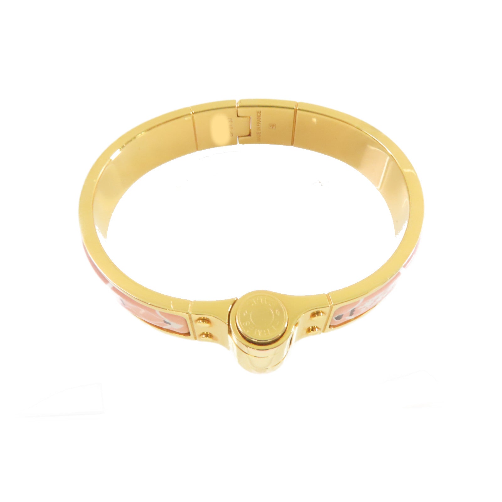 HERMES 金屬/琺瑯Enamel Hinged Bracelet手鐲金色/粉紅色/綠色