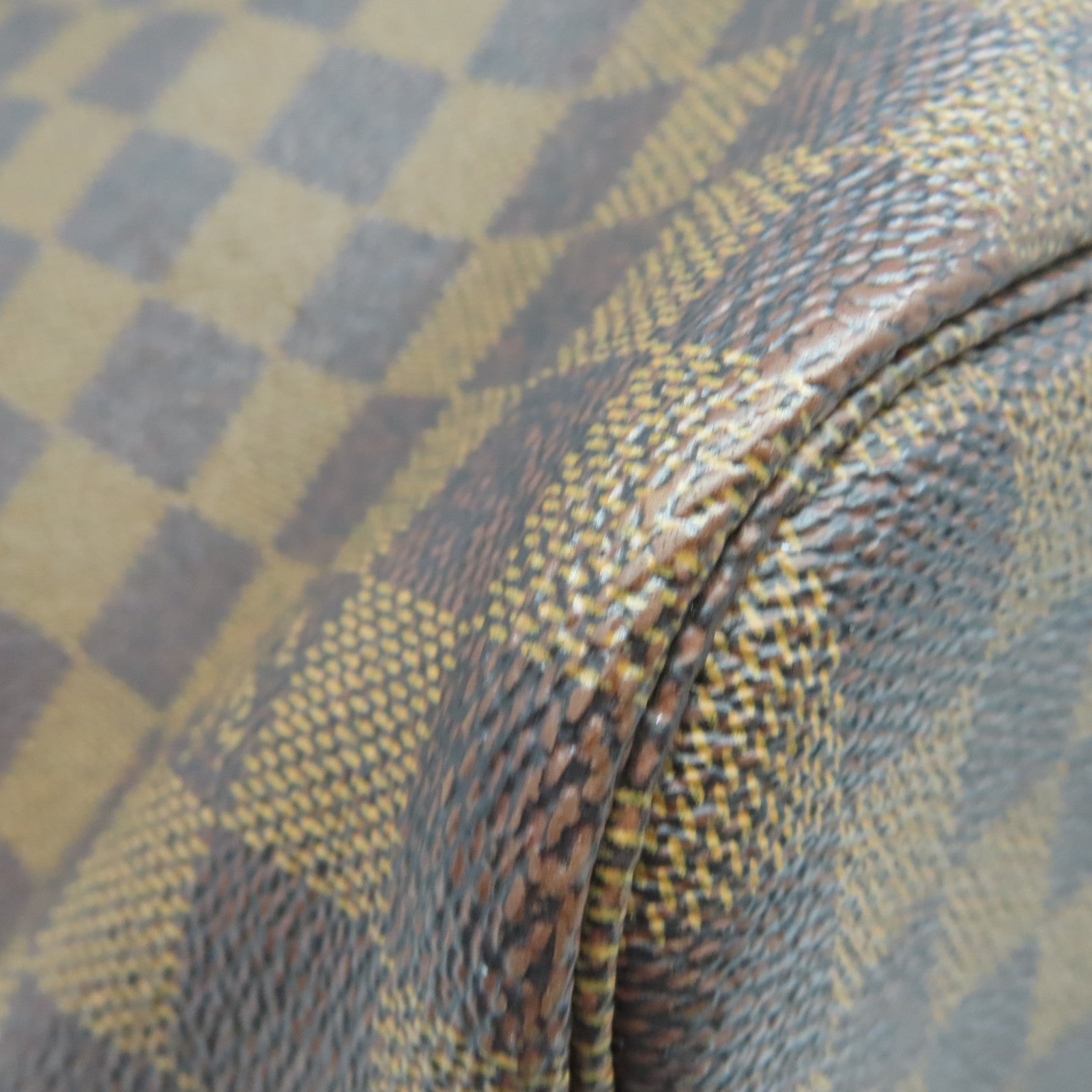 LOUIS VUITTON Damier Neverfull MM金扣手挽袋棕色
