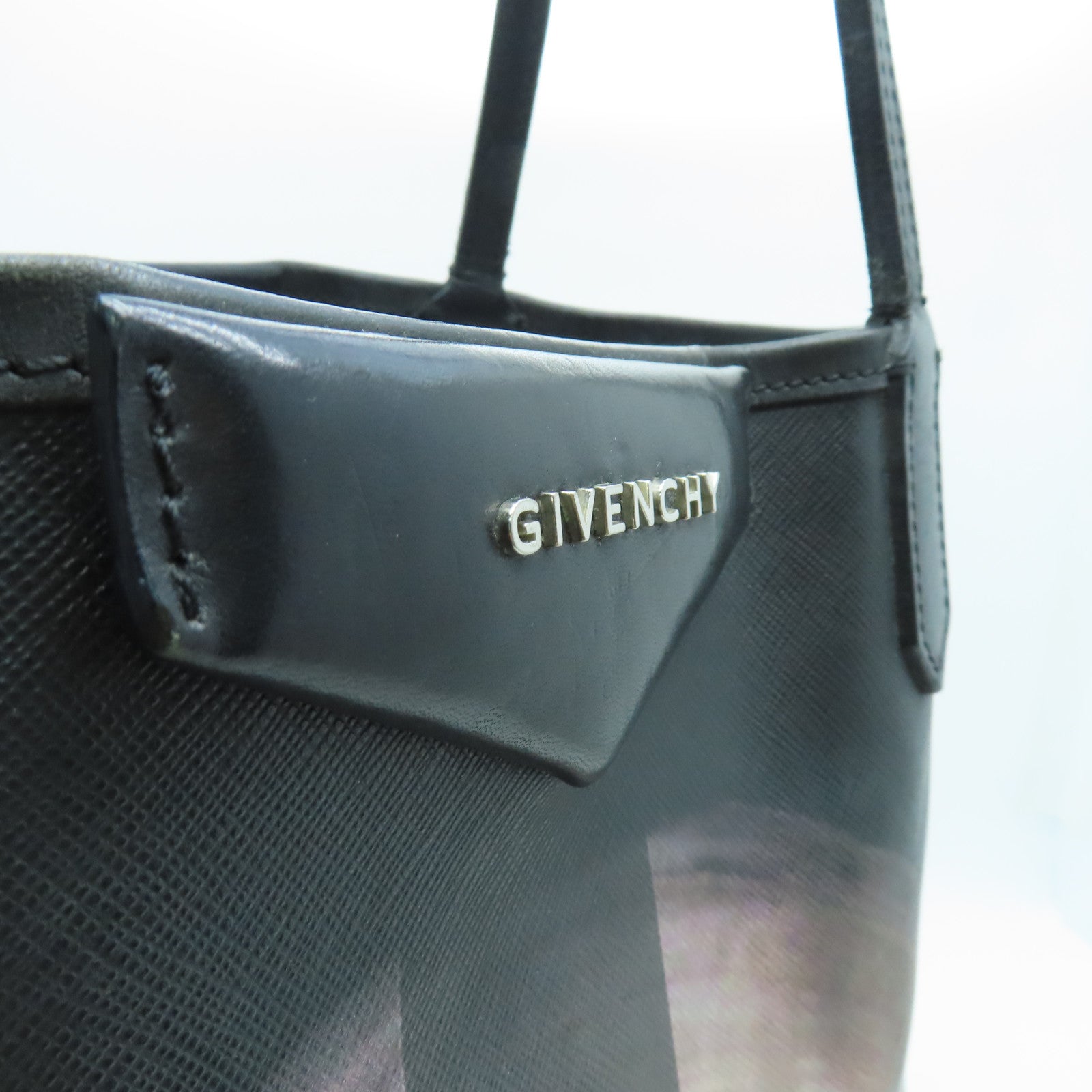 GIVENCHY 涂层帆布Tote Bag银扣手挽袋黑色