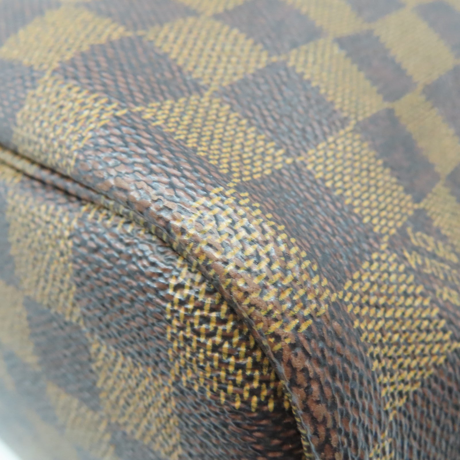 LOUIS VUITTON Damier Neverfull MM金扣手挽袋棕色
