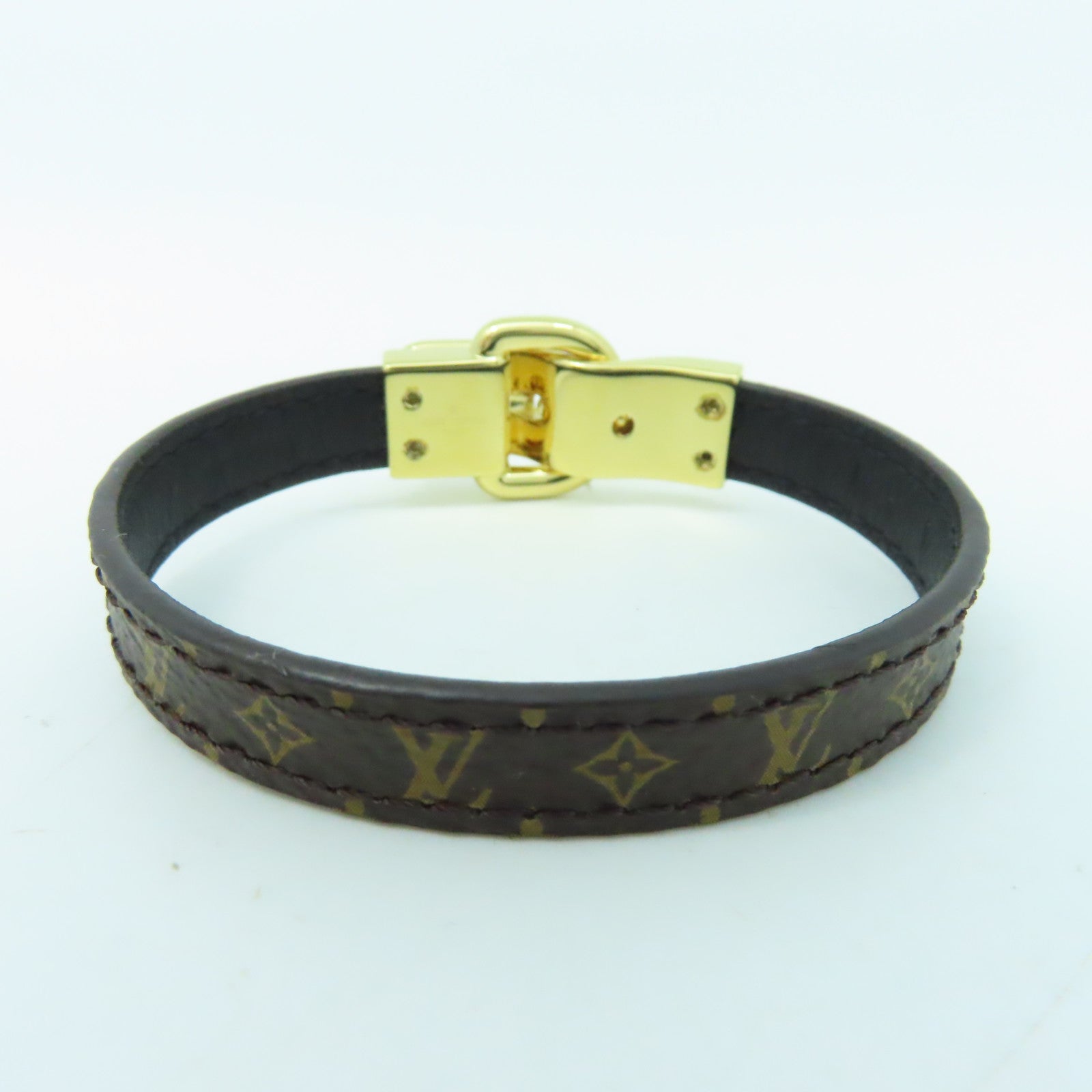 LOUIS VUITTON Monogram Fasten Your金扣手镯啡色#15.75cm