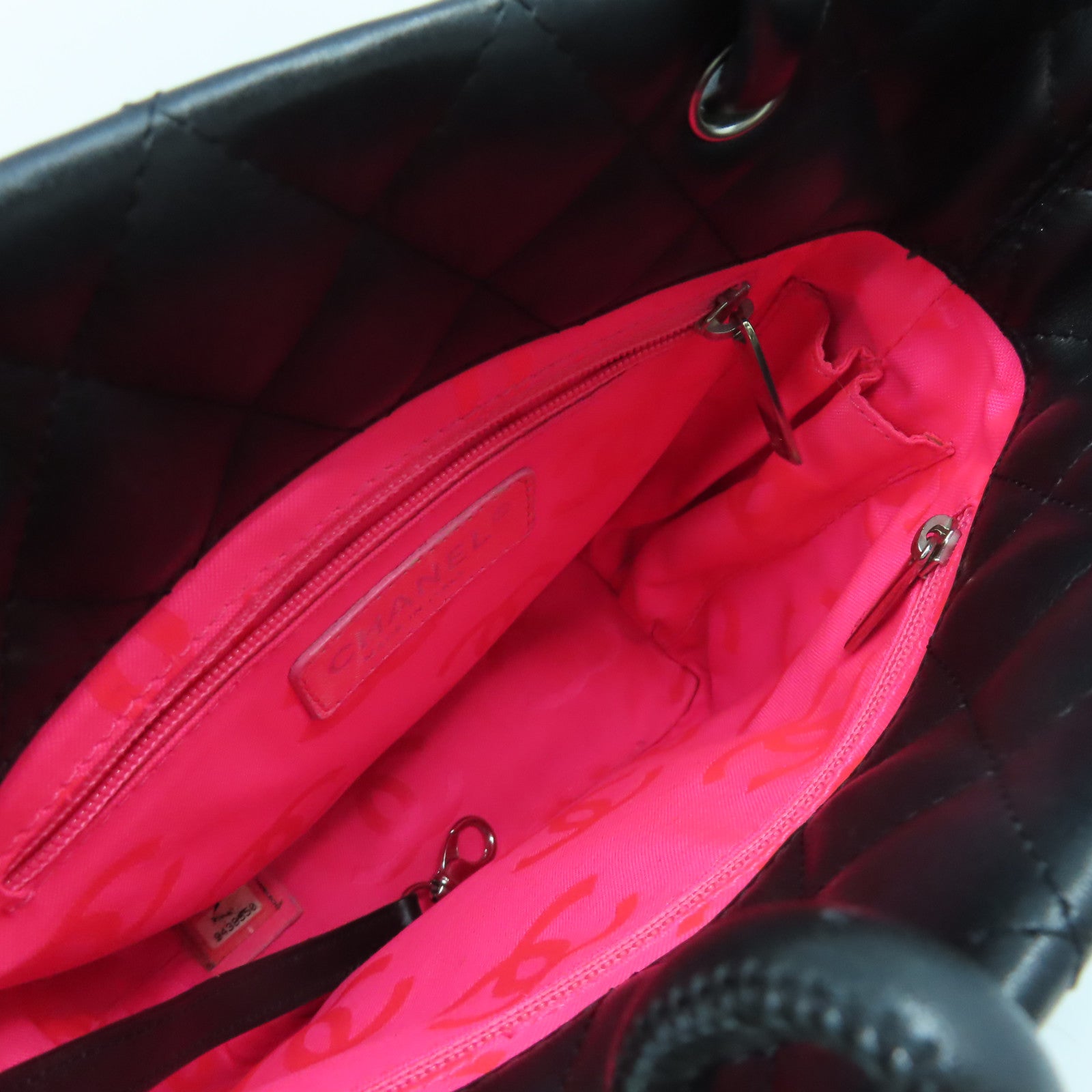 CHANEL 菱格牛皮皮革Cambon Tote Bag銀扣手挽袋黑色