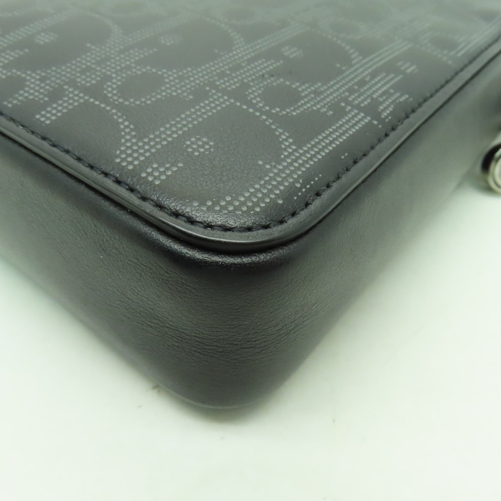 Dior 牛皮皮革Oblique Galaxy Vertical銀扣肩背袋黒色