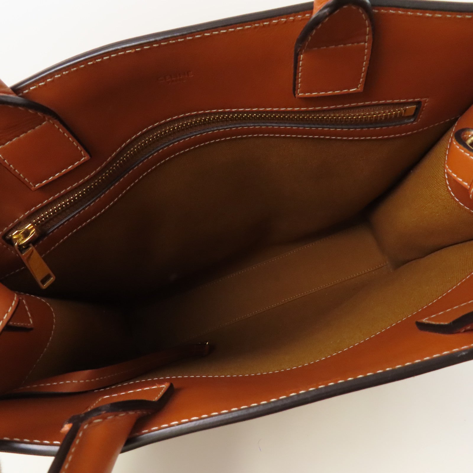 CELINE 牛皮皮革Tote Bag金扣手挽肩背兩用袋啡色